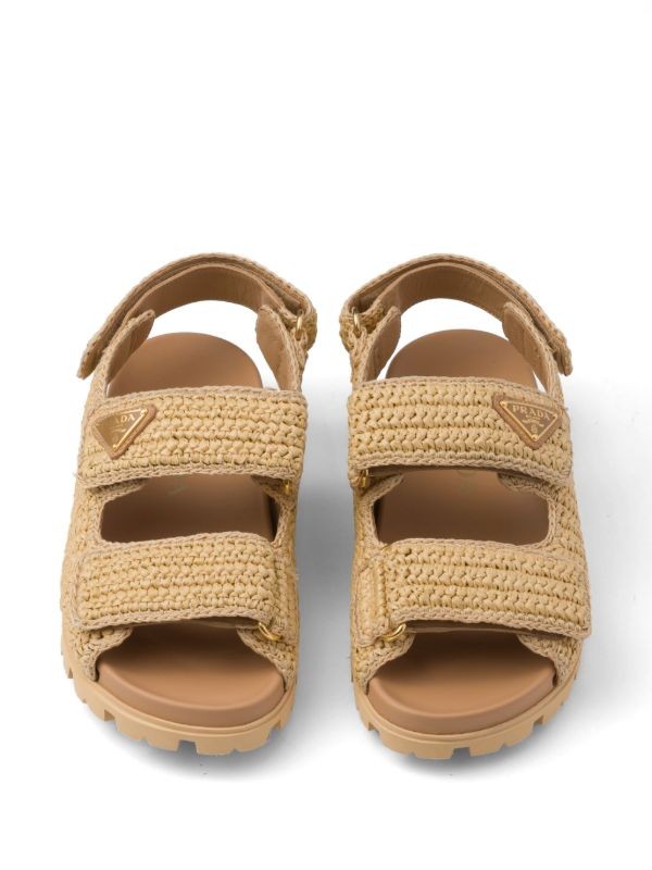  Prada logo-plaque woven sandals