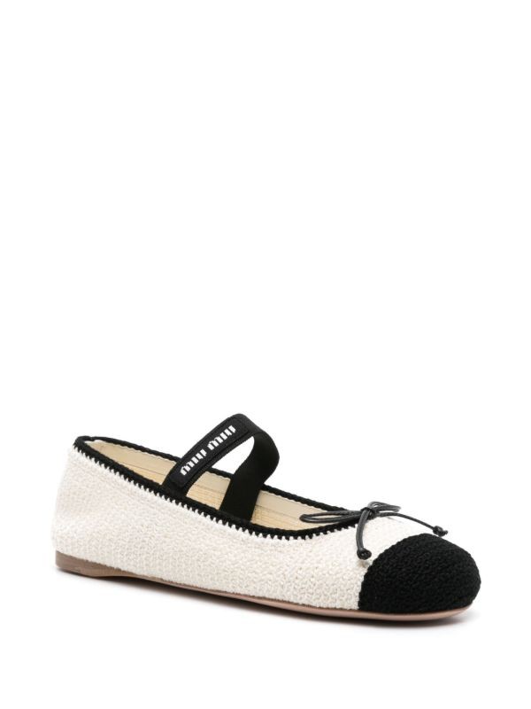 Miu Miu bow-detail knitted ballerina shoes