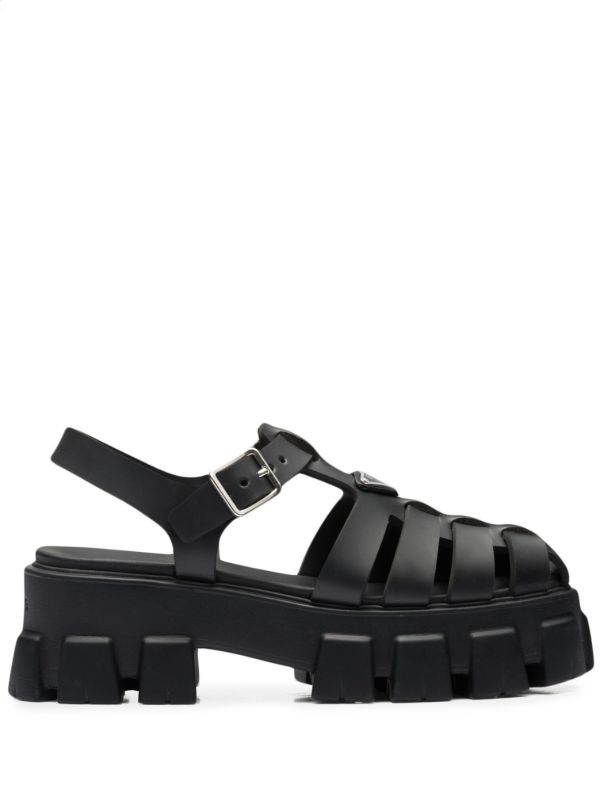  Prada 70mm Monolith caged rubber sandals