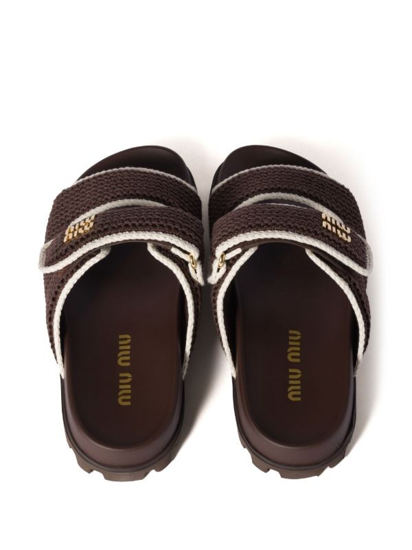  Miu Miu crochet-knit slides