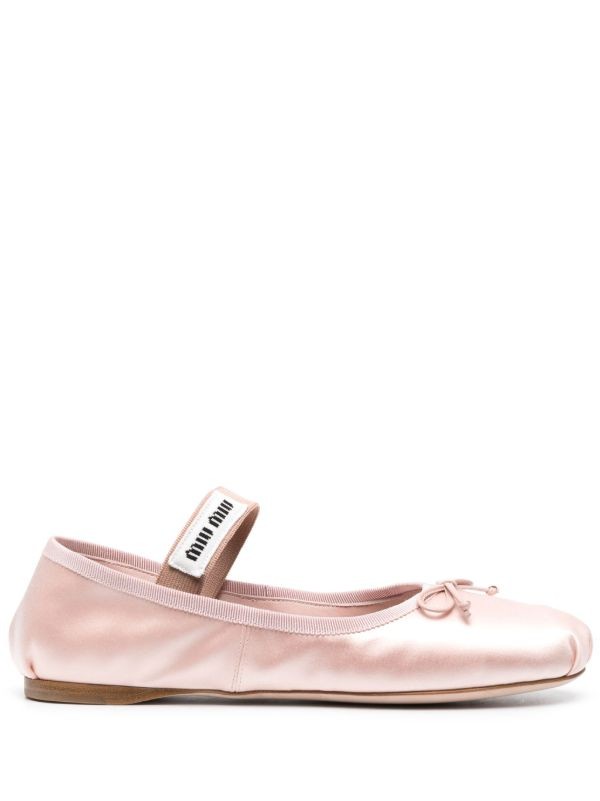 Miu Miu logo-patch satin ballet flats