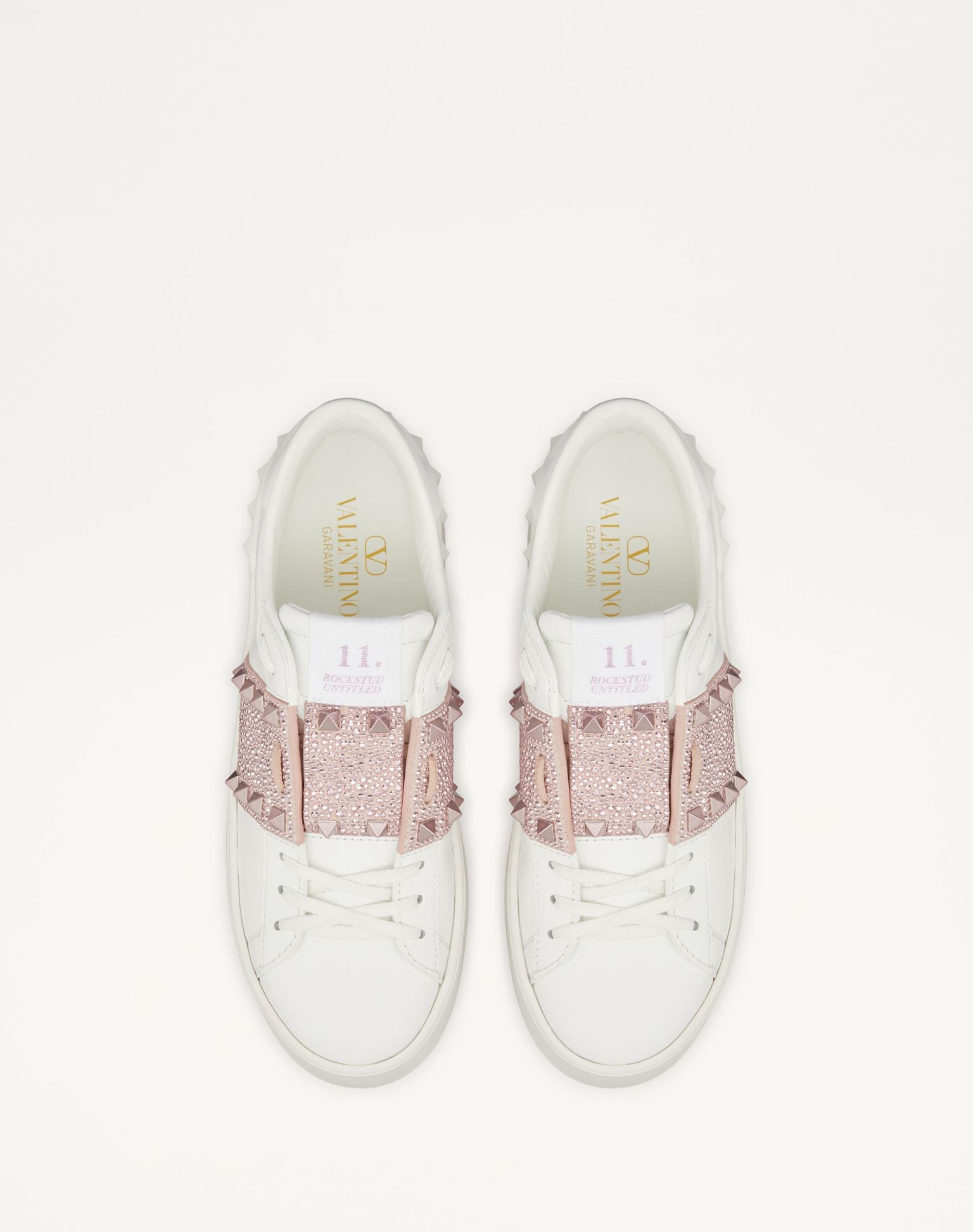VALENTINO FLATFORM ROCKSTUD UNTITLED SNEAKER IN CALFSKIN WITH MICRO STUDS