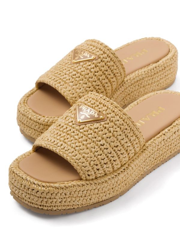 Prada triangle-logo suede slides