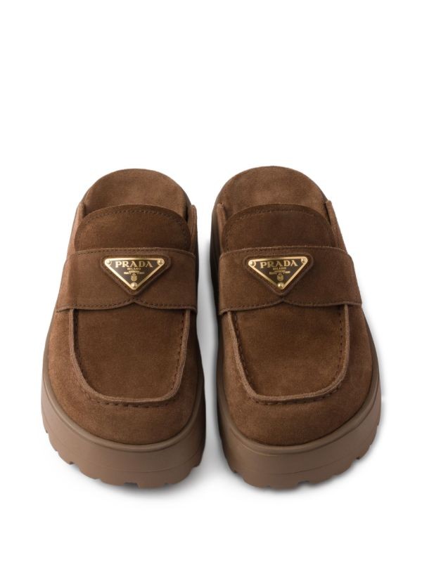  Prada suede platform mules