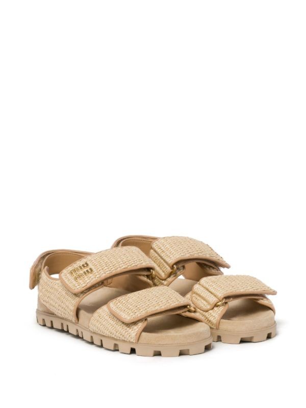  Miu Miu double-strap woven sandals