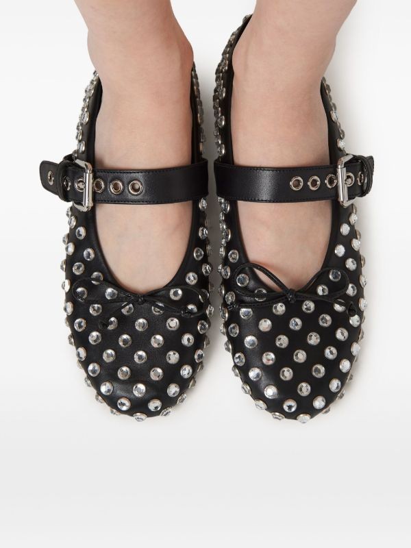  Miu Miu studded leather ballerina shoes