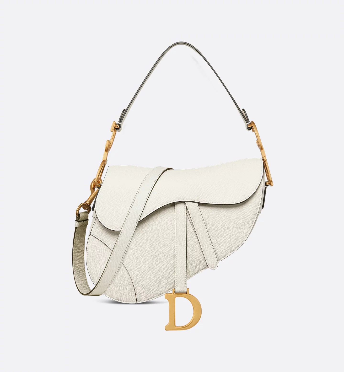 Christian Dior Saddle Bag with Strap Latte Grained Calfskin