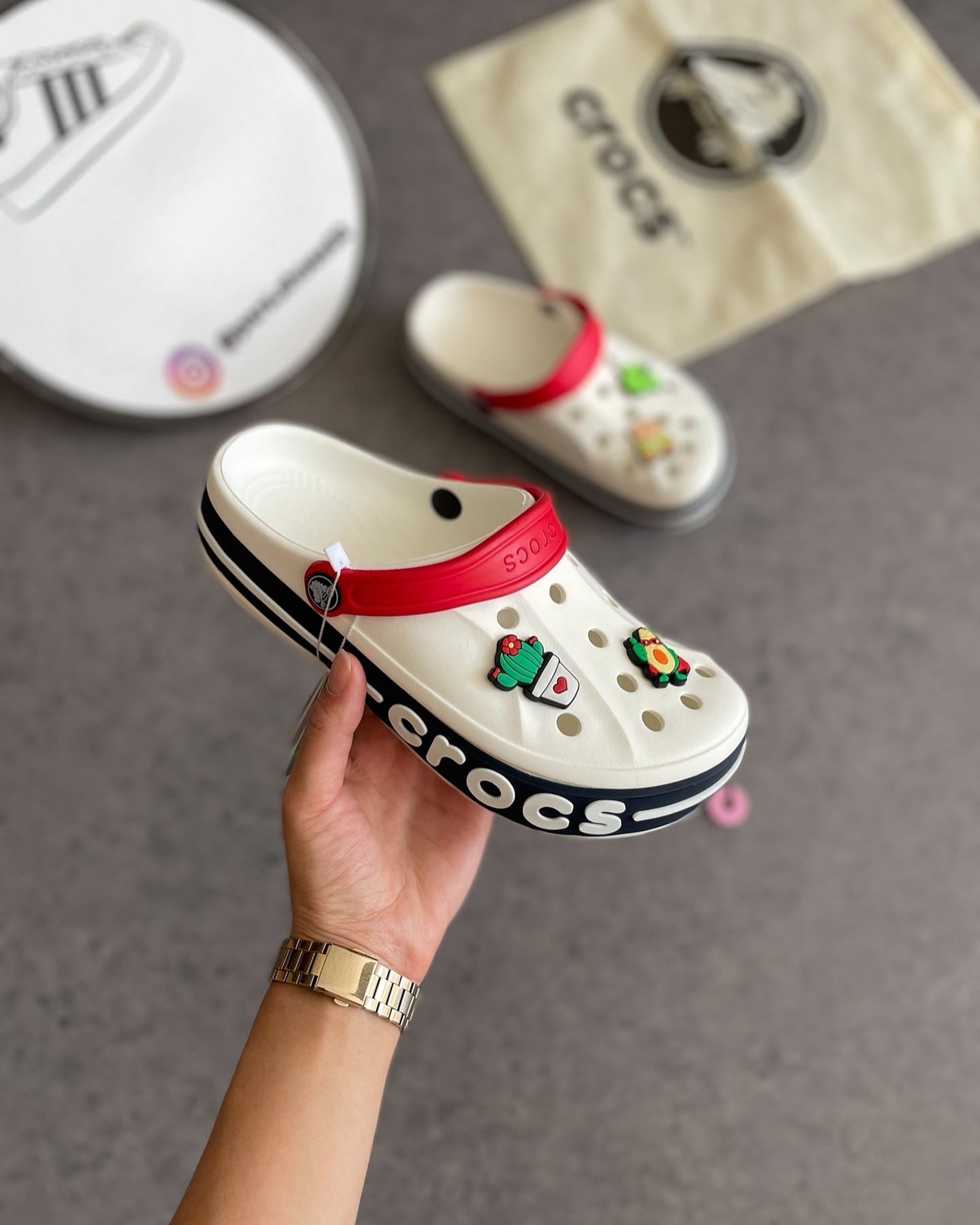 Crocs Bayaband - Beyaz-Kırmızı