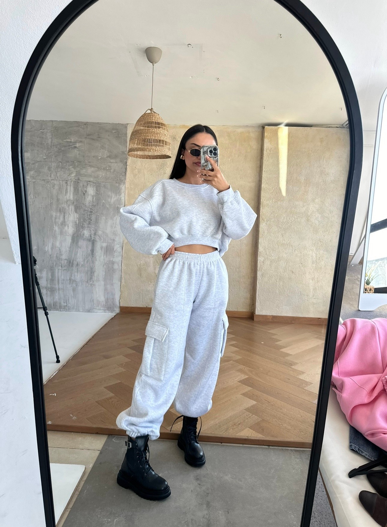 Jessie Kargo Cepli Crop Eşofman Takımı