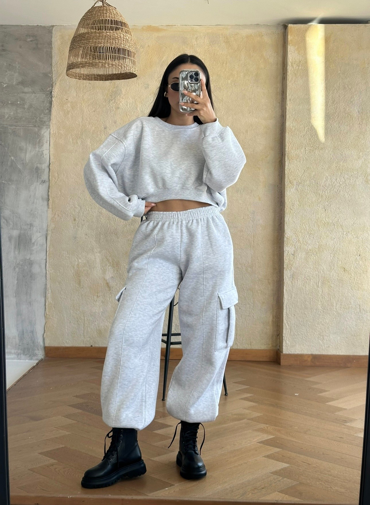 Jessie Kargo Cepli Crop Eşofman Takımı