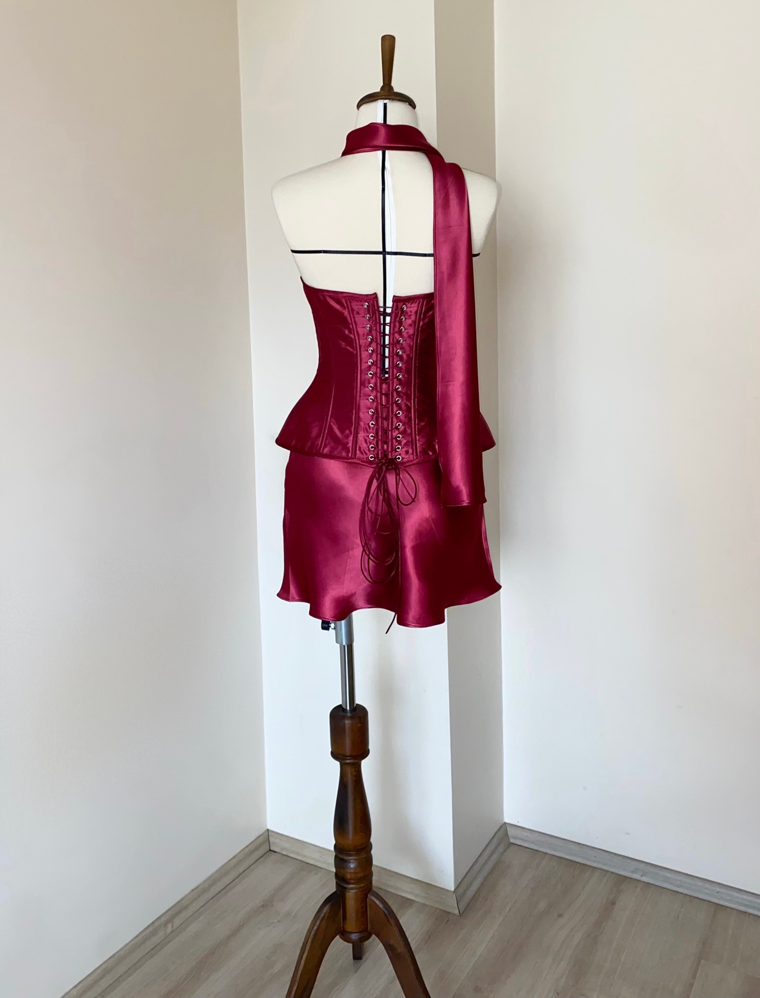 Red Wine Corset Set
