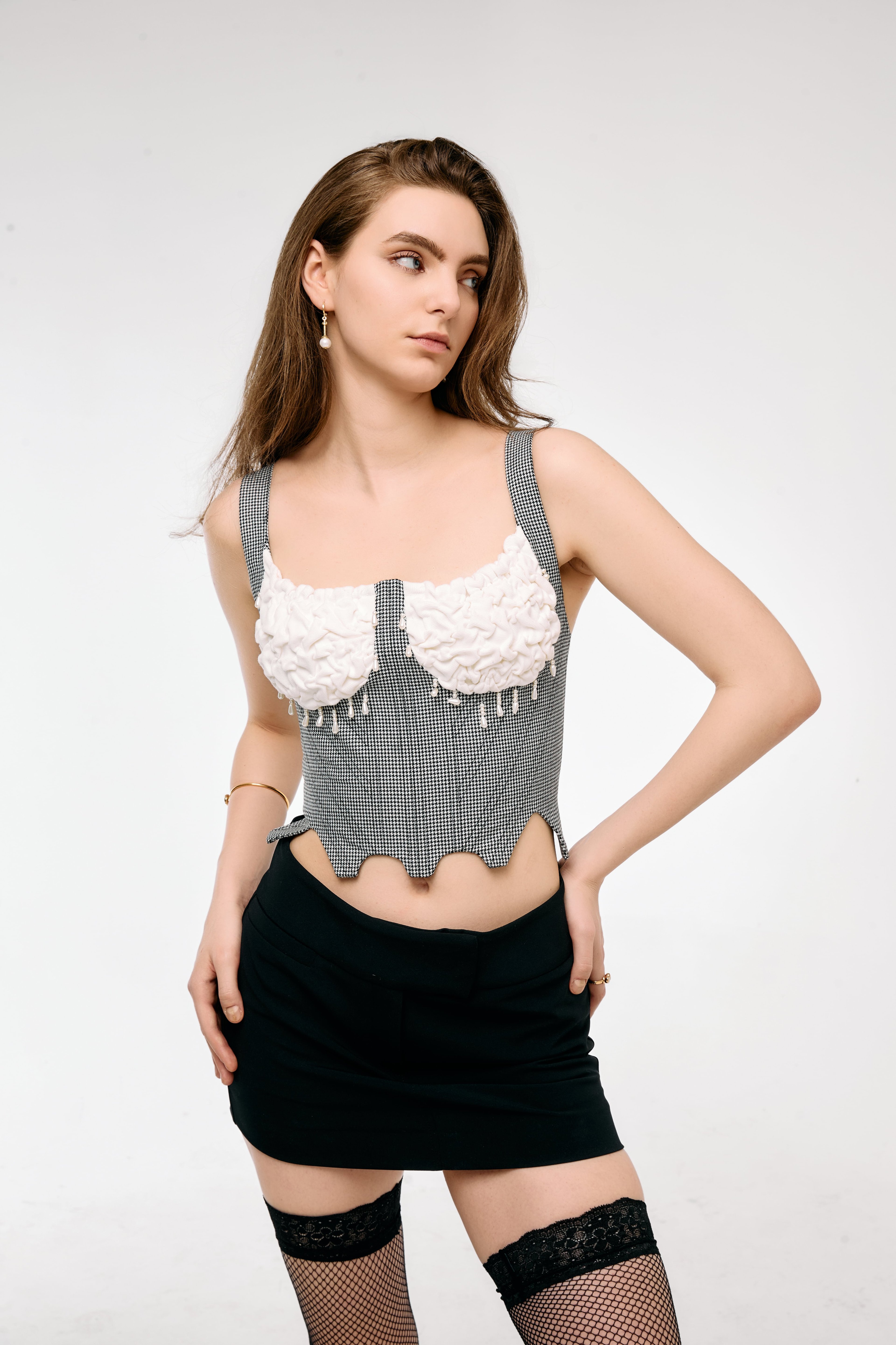 Carmella Houndstooth Pearly Corset