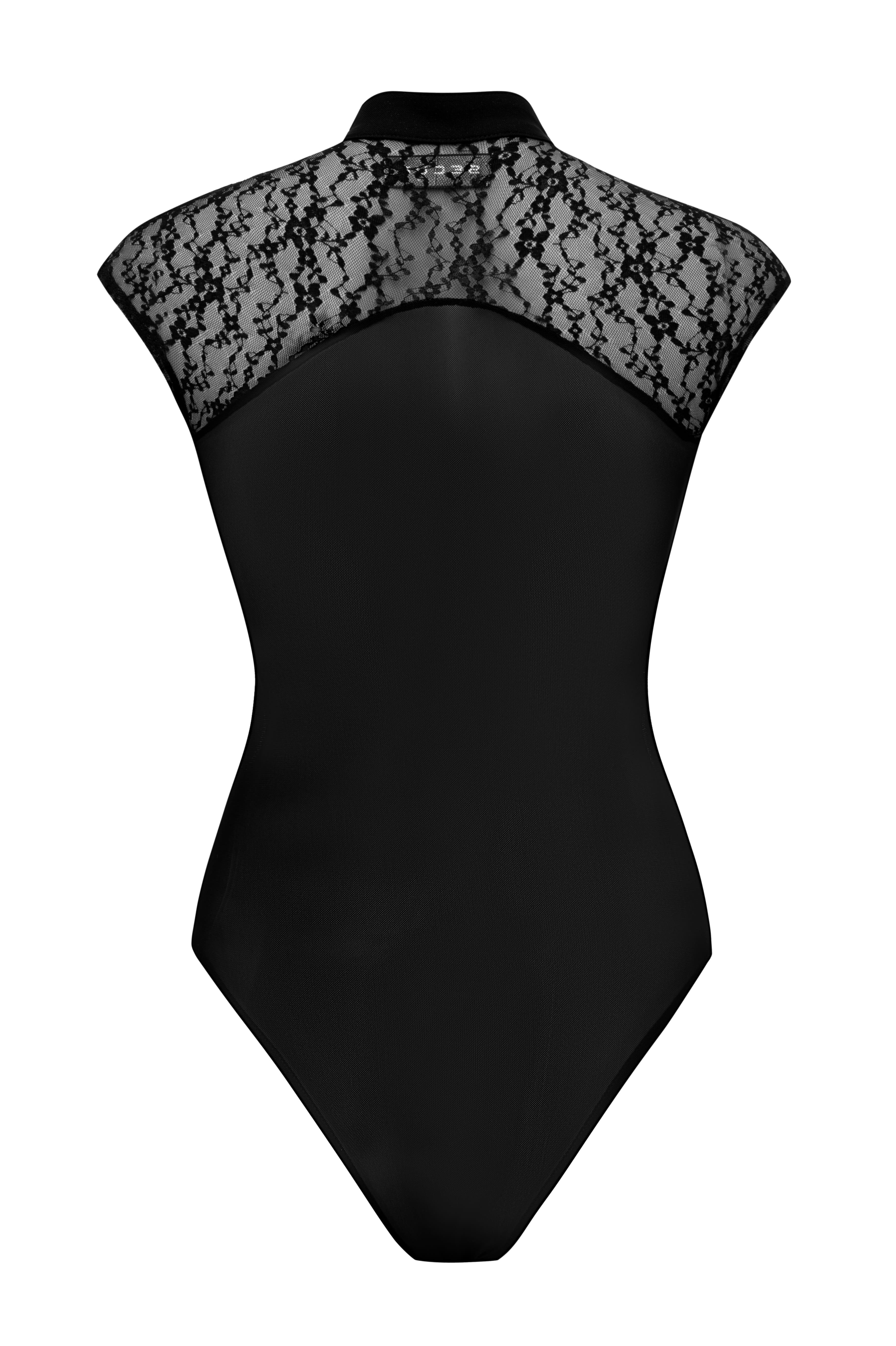 Celine Transparent embroidered & lace Bodysuit