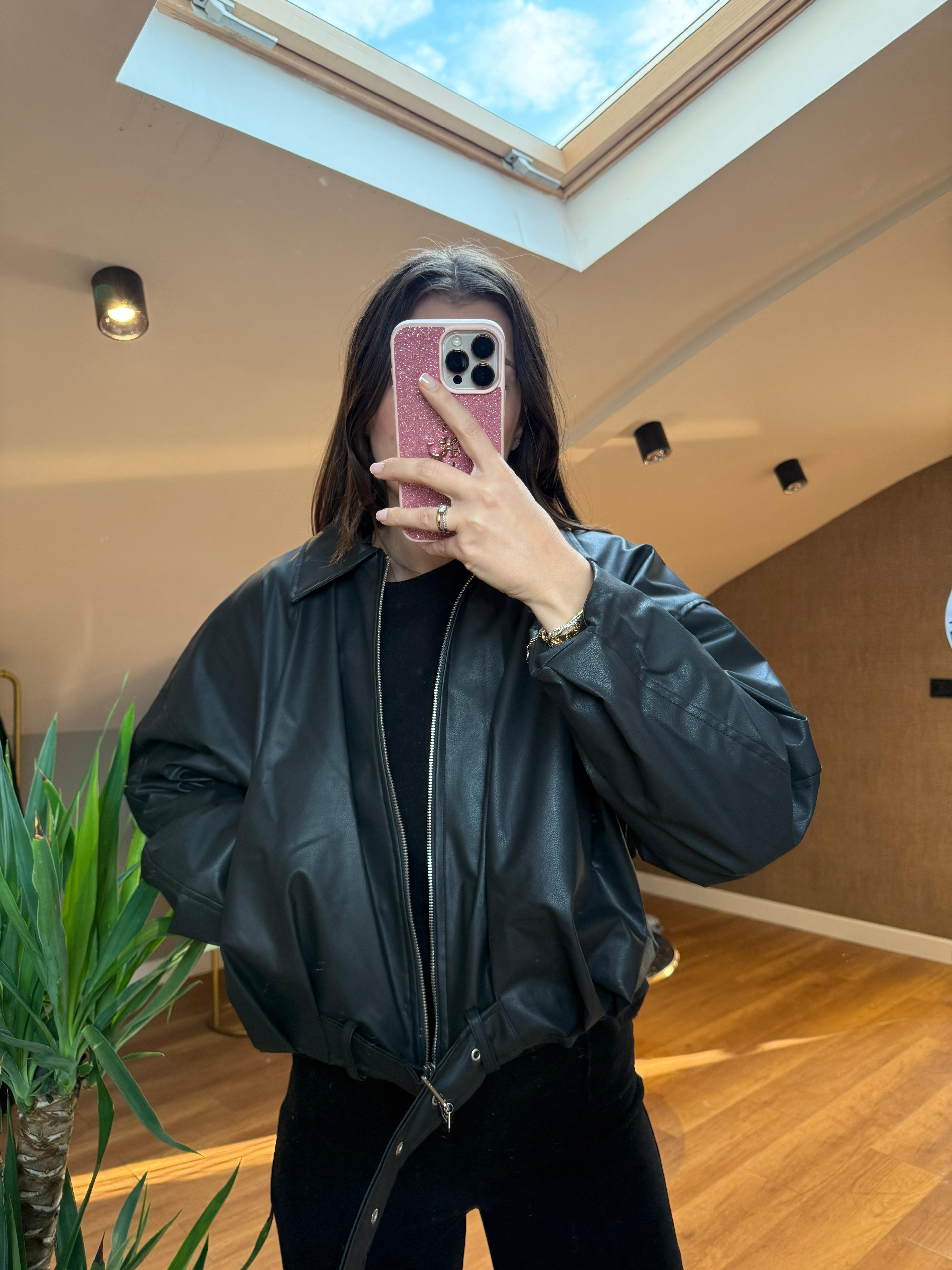 Bomber Deri Ceket - Siyah