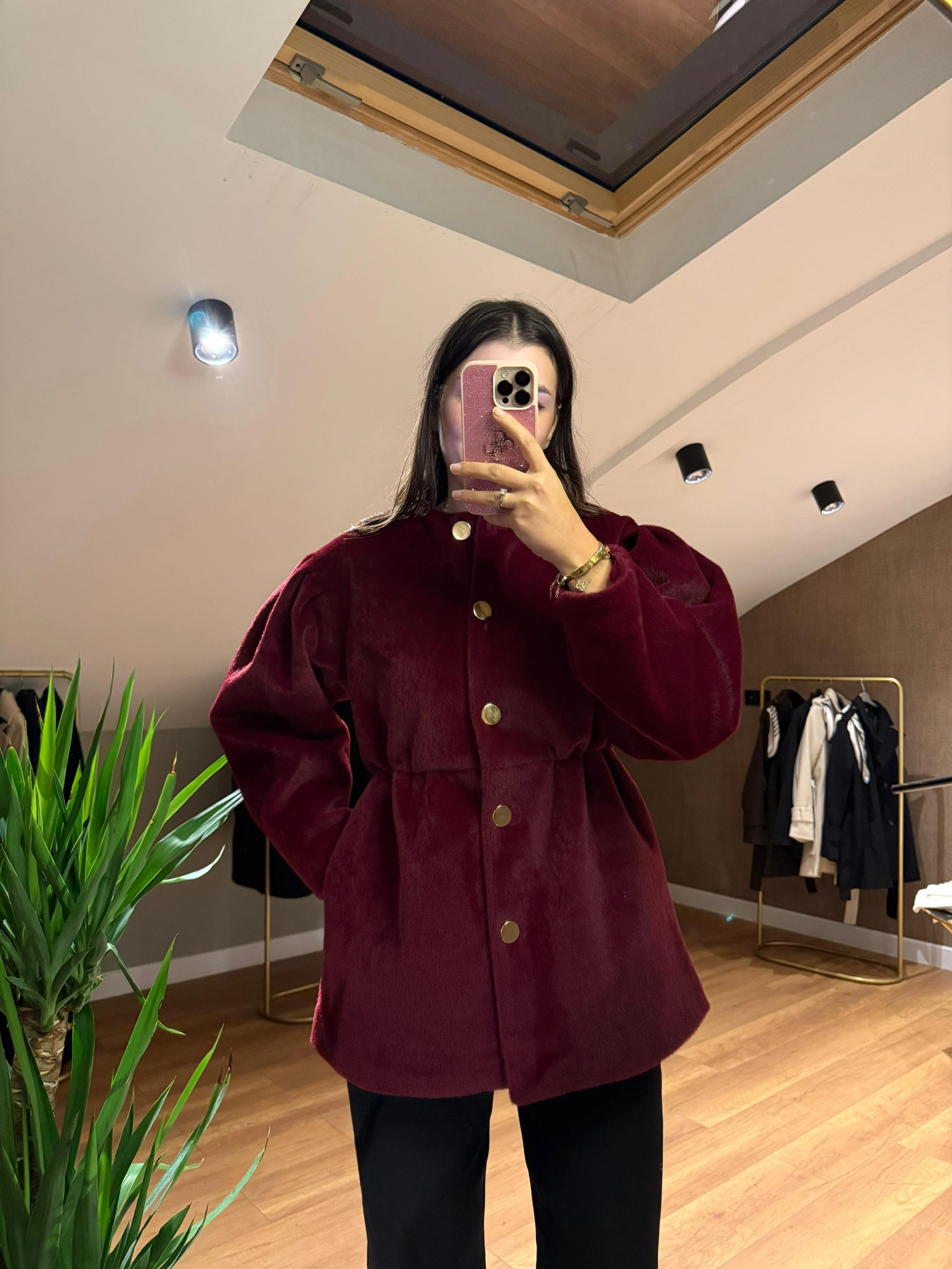 Tay Tüyü Ceket - Bordo