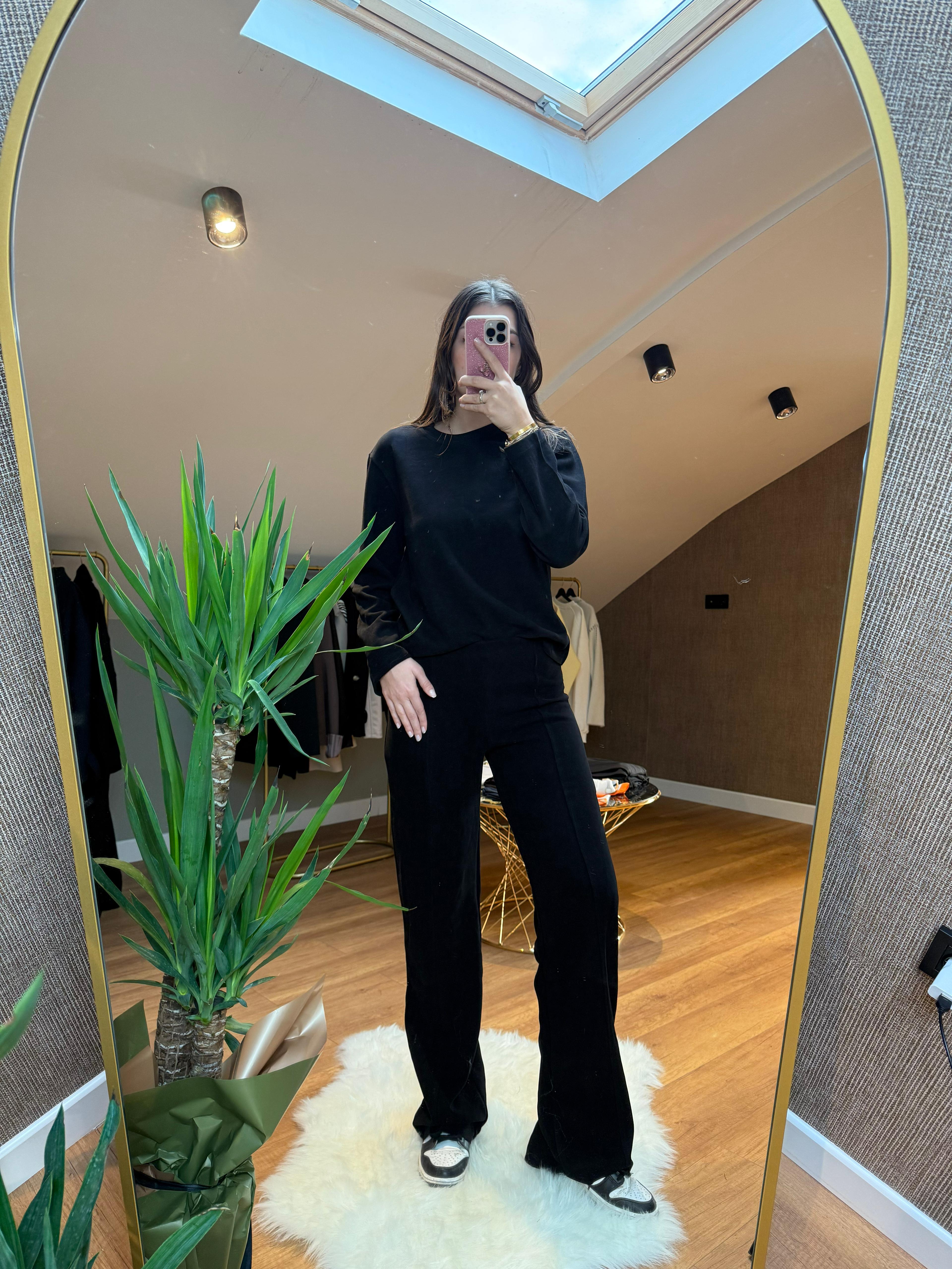 Süet Alt-Üst Takım - Siyah