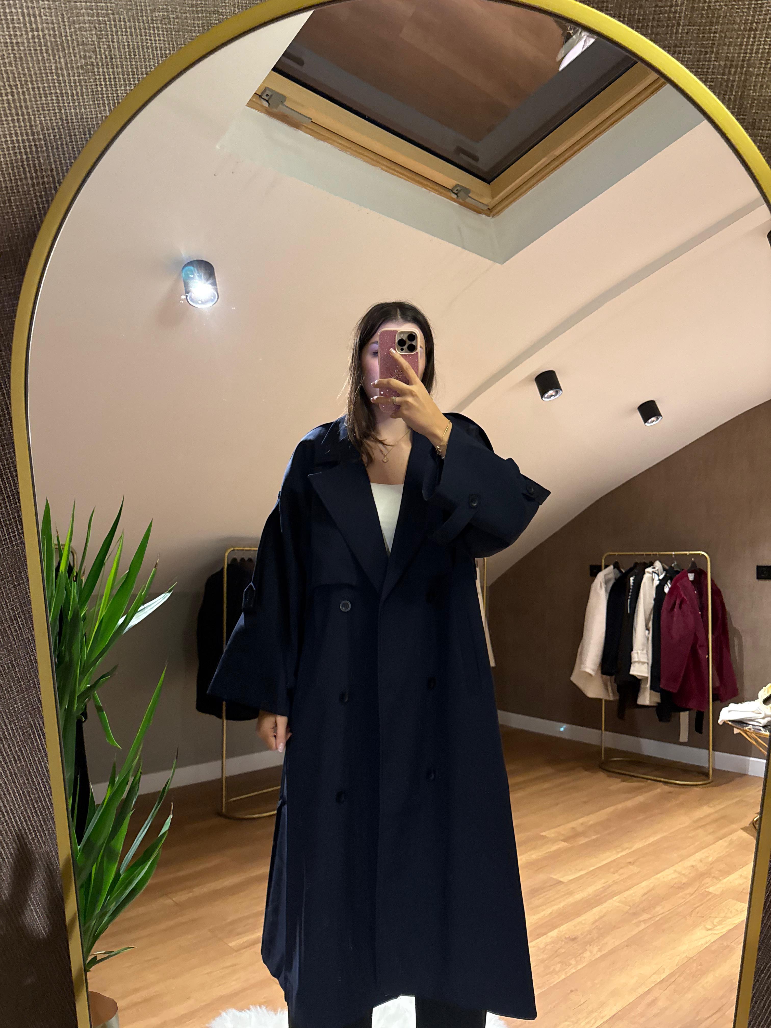 Poliviskon Oversize Trençkot - Lacivert