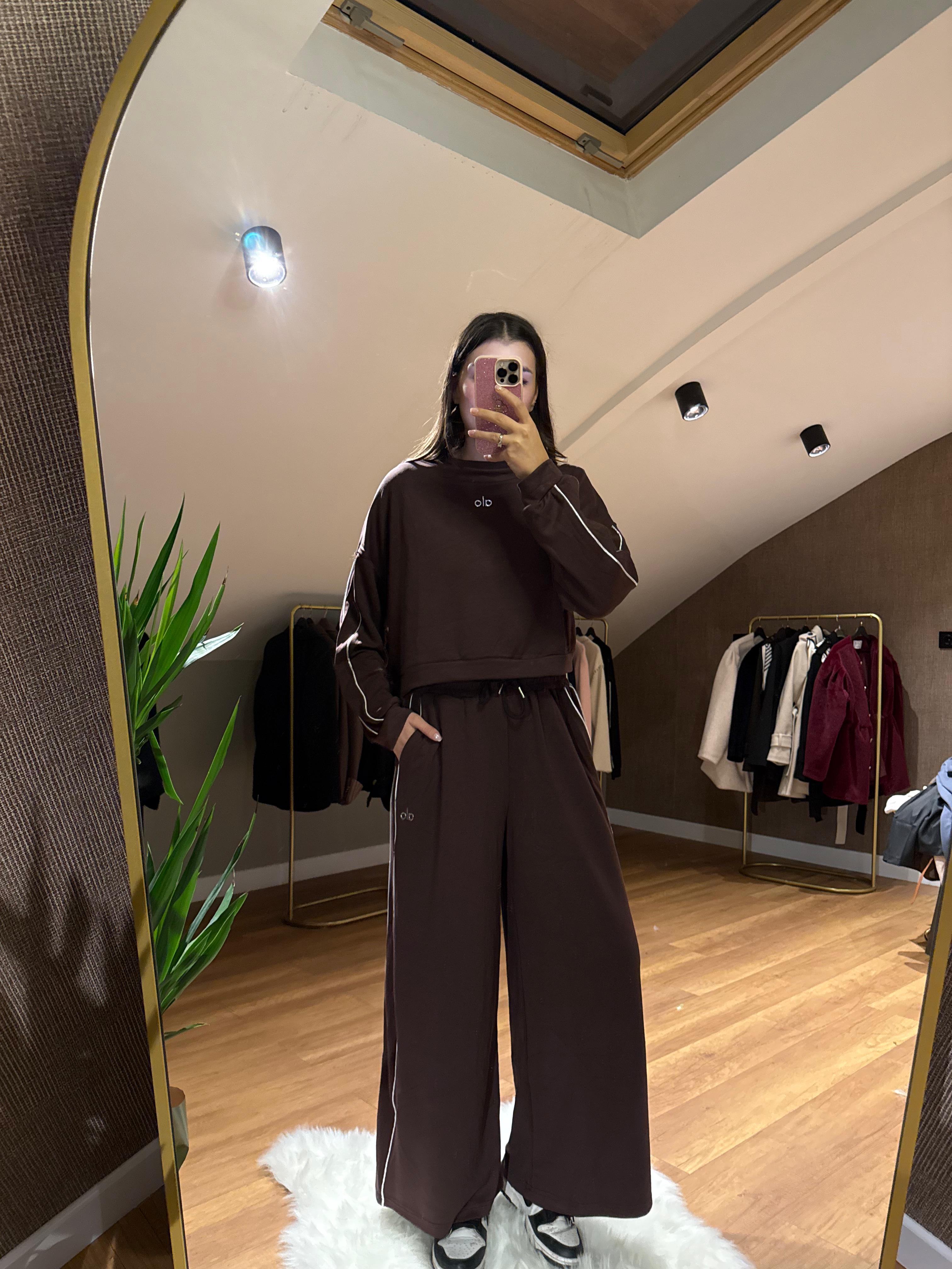 Biyeli Alt-Üst Takım  - Kahverengi