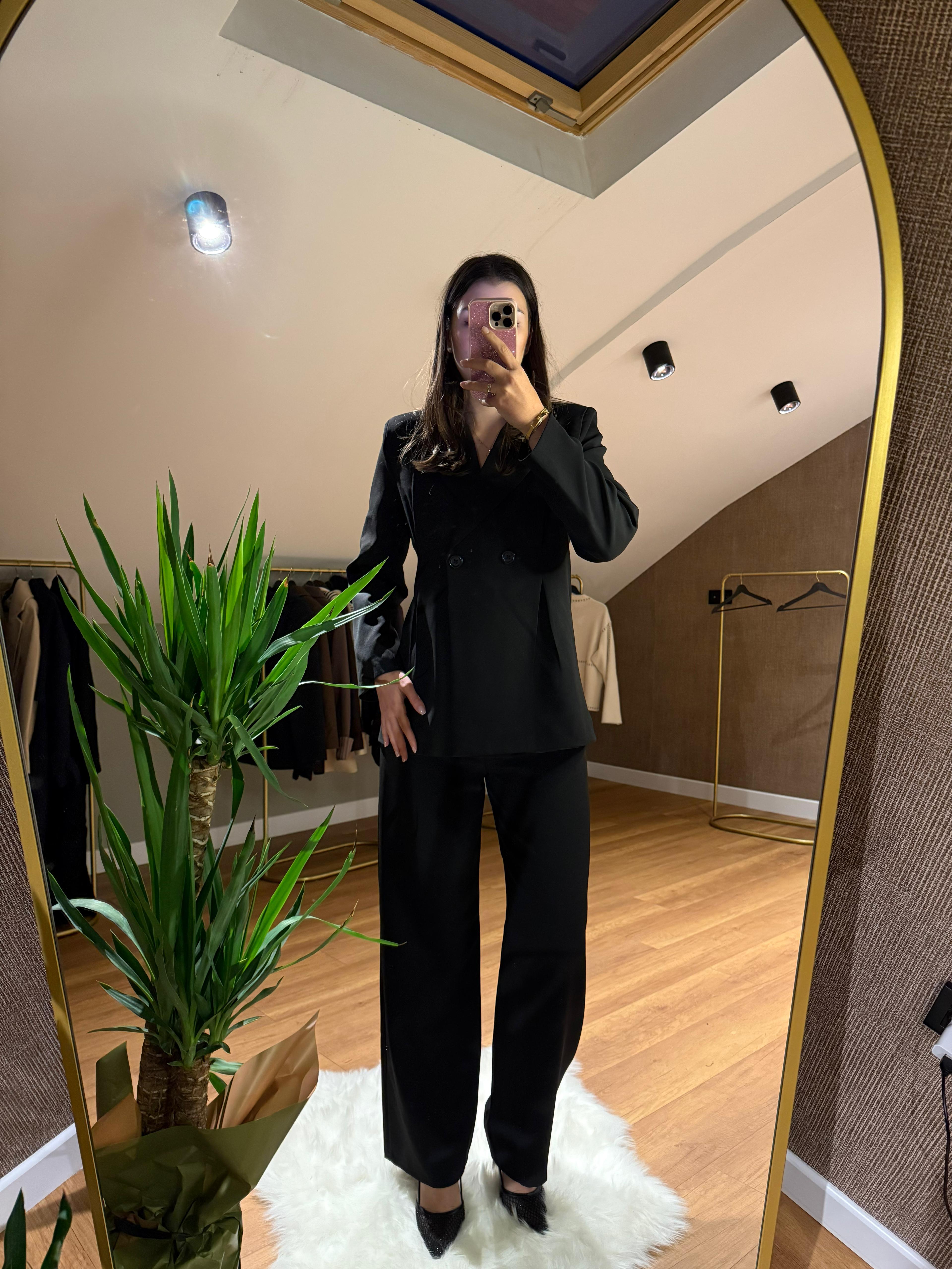 Fitted Blazer Takım - Siyah