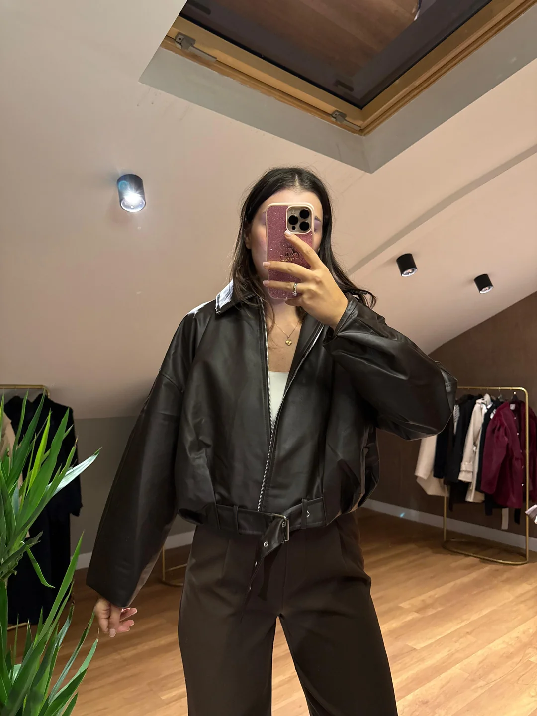 Bomber Deri Ceket - Kahverengi