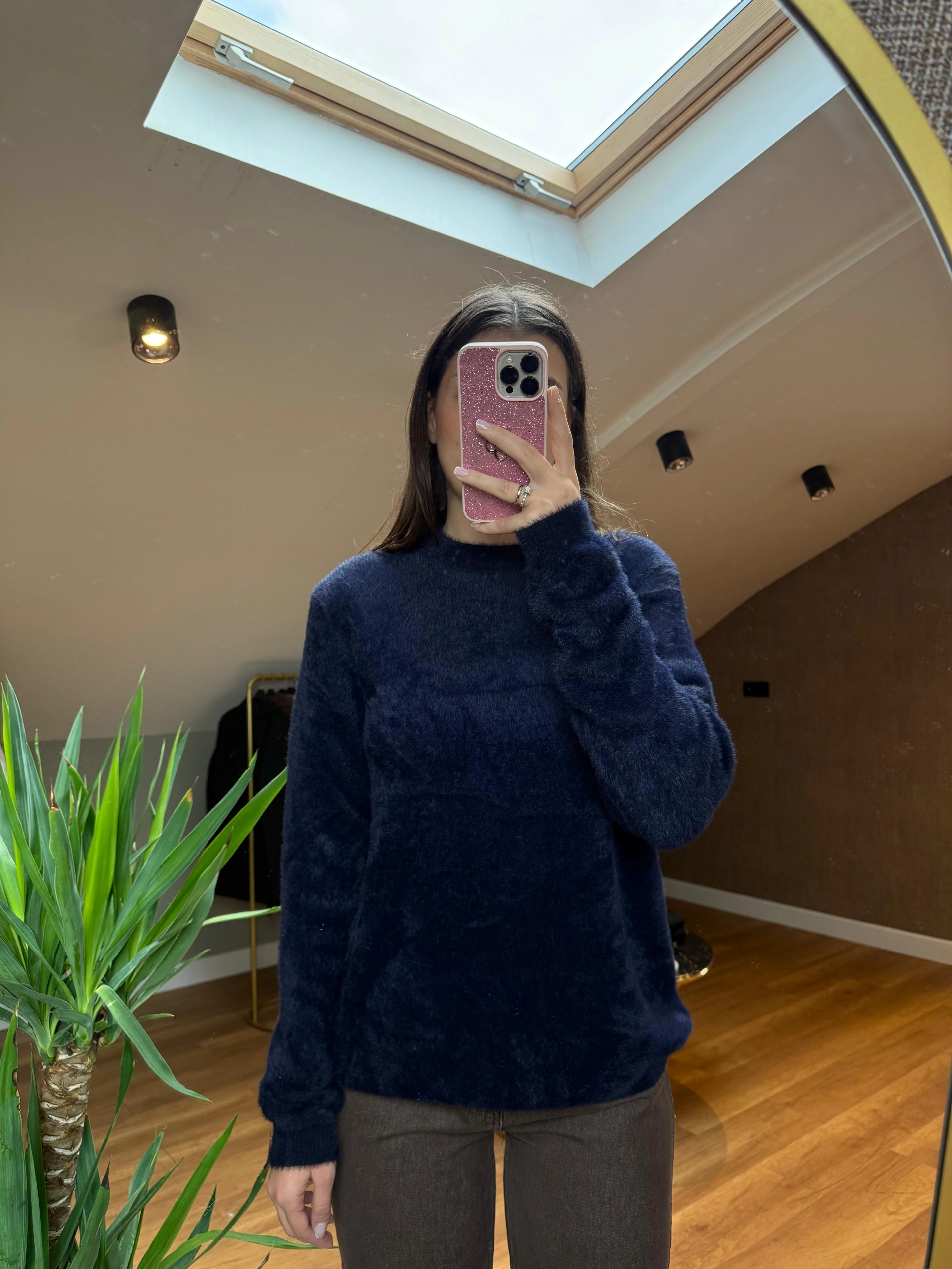 Kısa Sakal Bisiklet Yaka Kazak - Lacivert