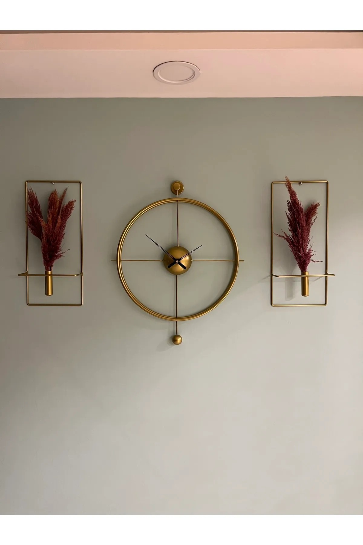 3'lü Set Versacem 60*80 Time Metal Duvar Saati Gold