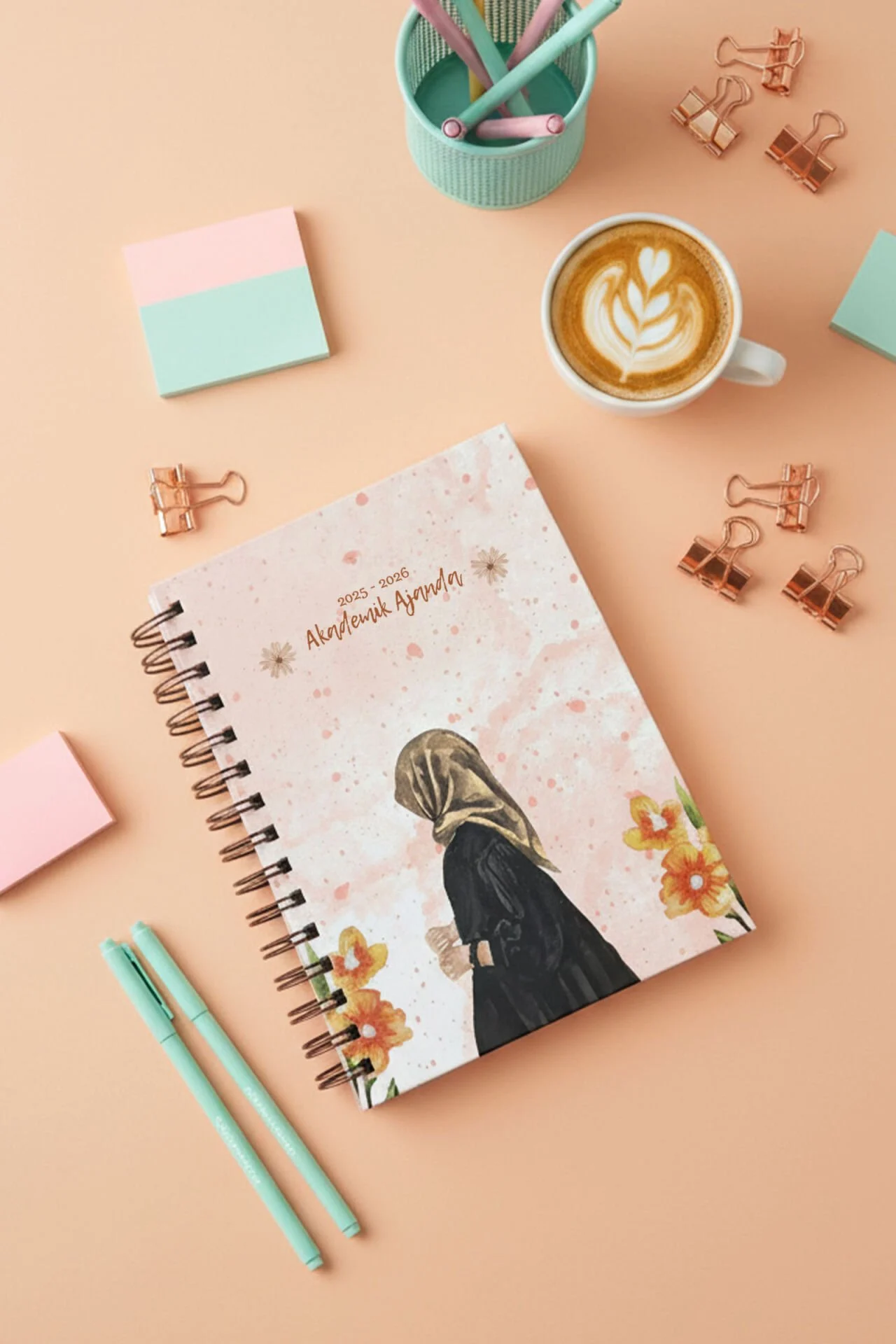 Fobinote 2025-2026 A5 Spiralli Akademik Ajanda Sert Kapak Karaca