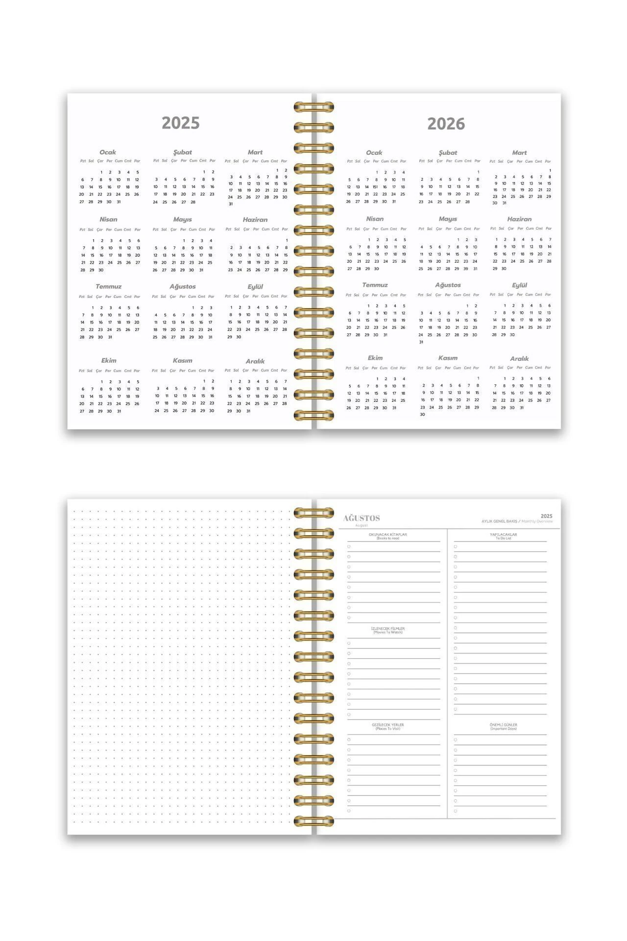 Fobinote 2025-2026 A5 Spiralli Akademik Ajanda Sert Kapak Akademik Leylak