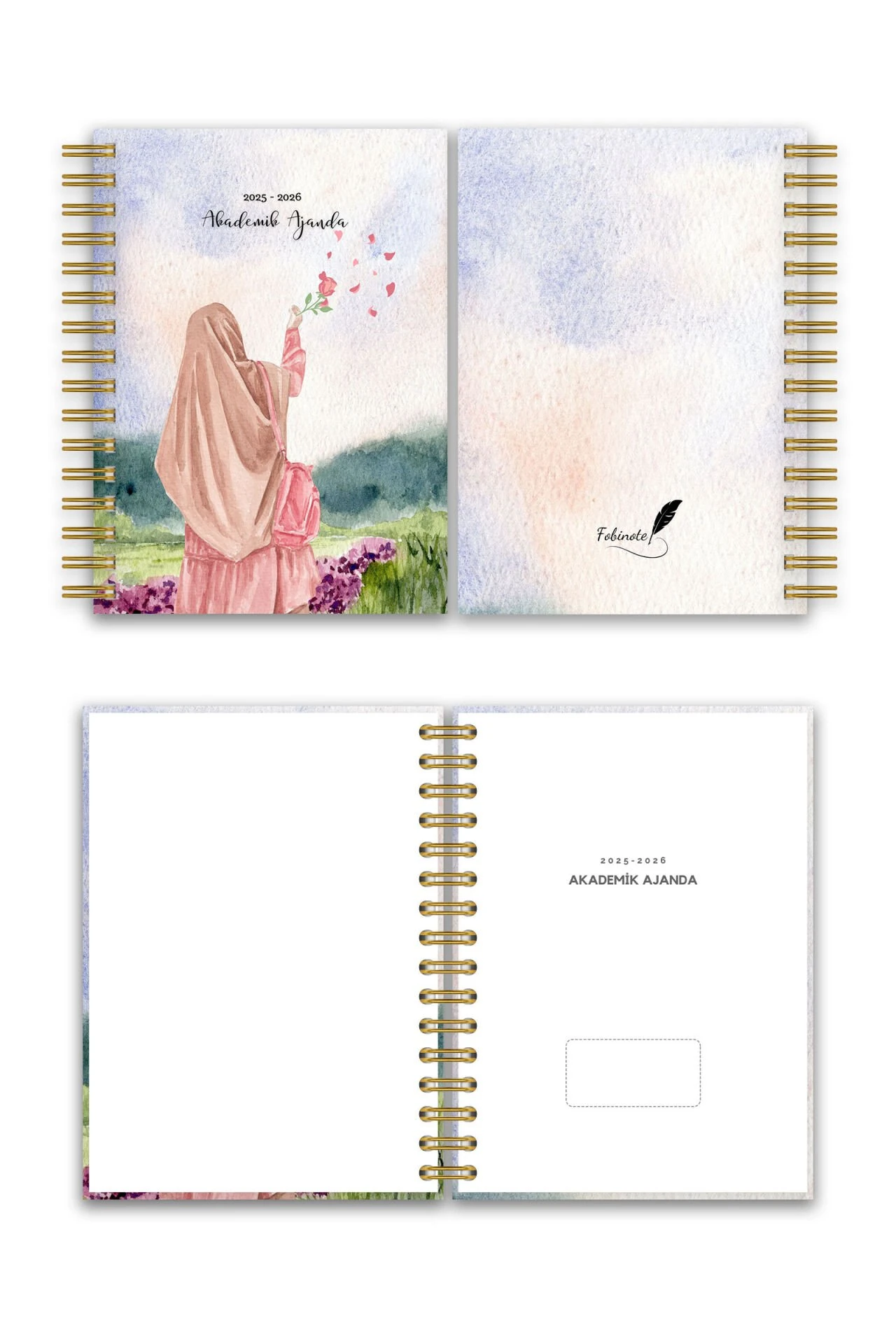 Fobinote 2025-2026 A5 Spiralli Akademik Ajanda Sert Kapak Leyl