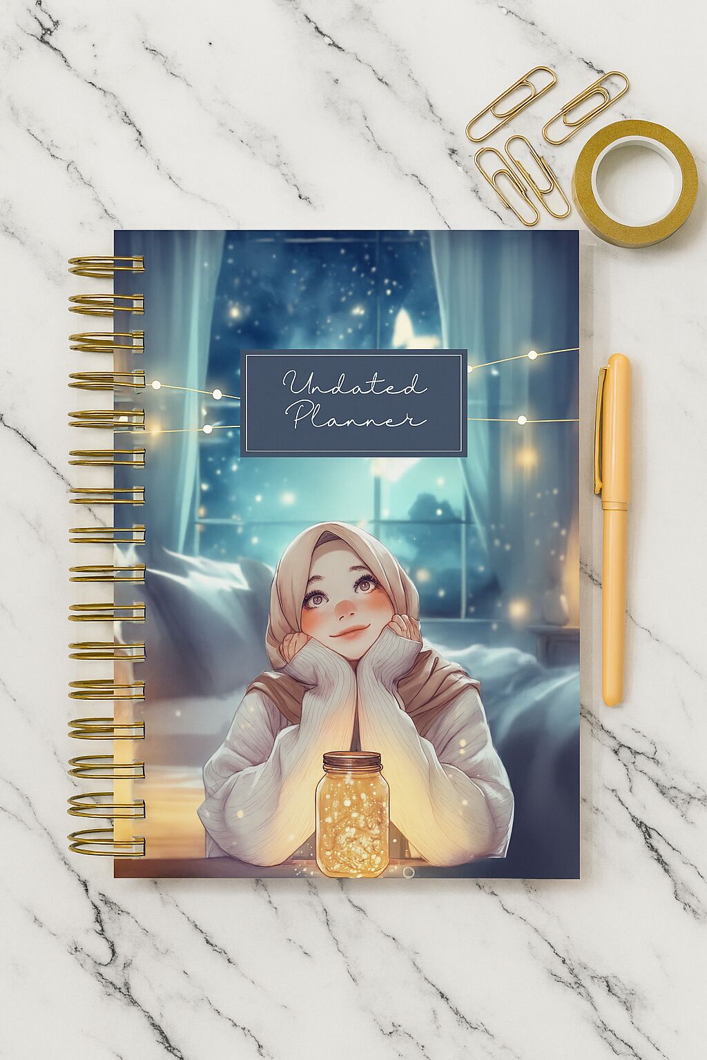 Sert Kapak A5 Spiralli Ajanda (SÜRESİZ PLANLAYICI AJANDA) Gece Lambası