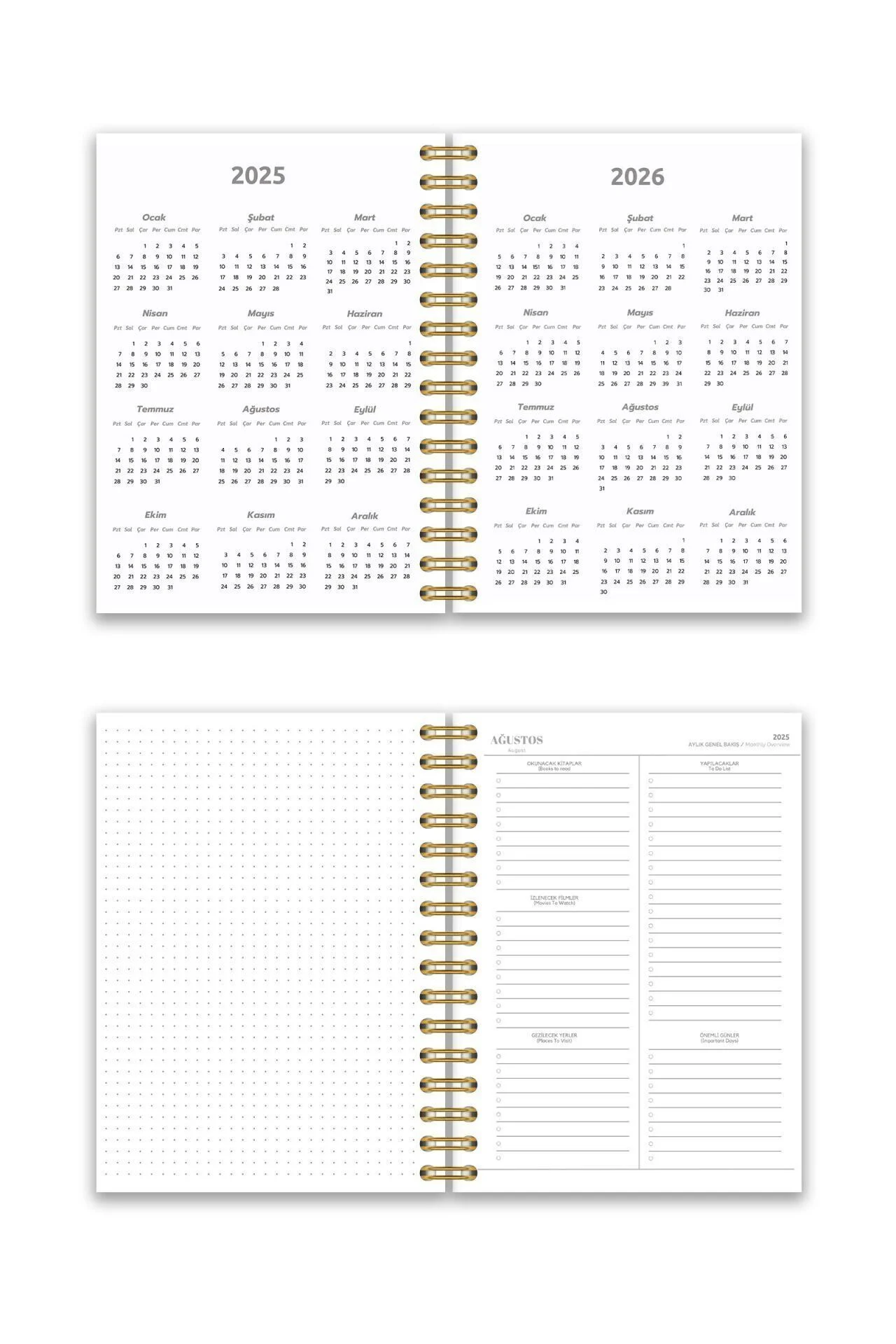 Fobinote 2025-2026 A5 Spiralli Akademik Ajanda Sert Kapak Akademik Asya