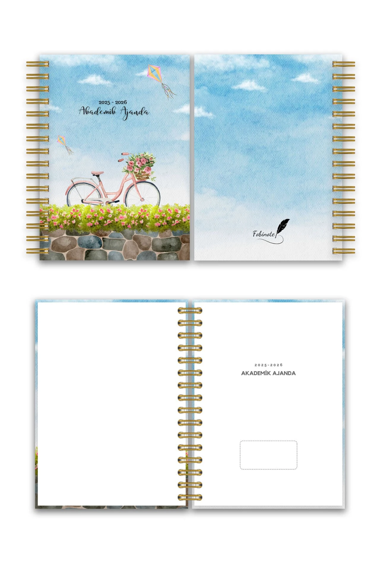 Fobinote 2025-2026 A5 Spiralli Akademik Ajanda Sert Kapak Bisiklet