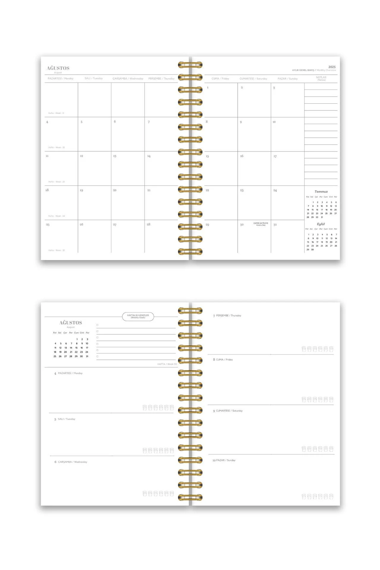 Fobinote 2025-2026 A5 Spiralli Akademik Ajanda Sert Kapak Çiçekler