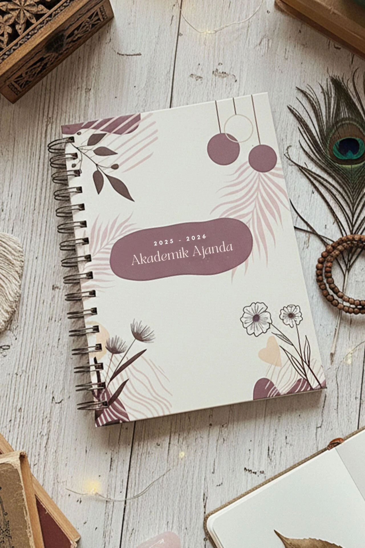 Fobinote 2025-2026 A5 Spiralli Akademik Ajanda Sert Kapak Akademik Bohem