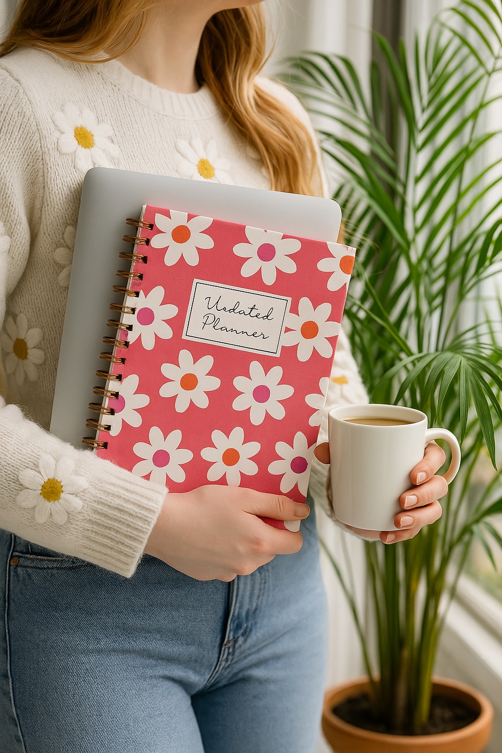 Sert Kapak A5 Spiralli Ajanda (SÜRESİZ PLANLAYICI AJANDA) Papatya