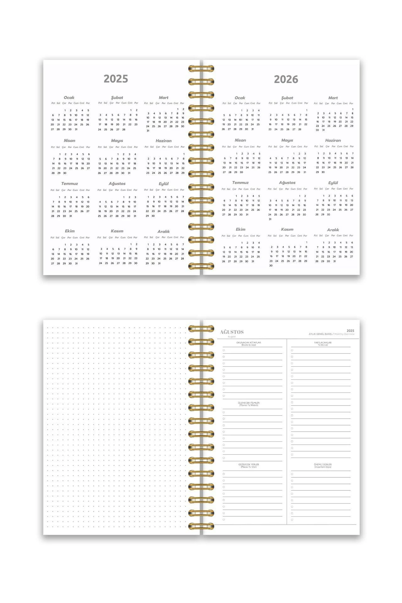 Fobinote 2025-2026 A5 Spiralli Akademik Ajanda Sert Kapak Karaca