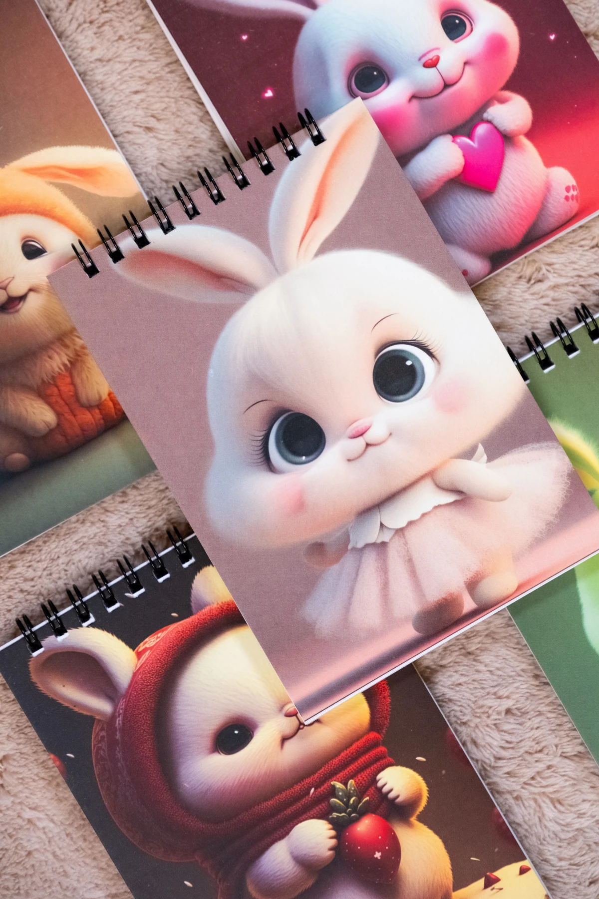 Fobinote 5'li Defter Seti 10.5 X 14.9 Cm Çizgisiz A. Bristol Kapak Spiralli Tavşanlar Notebook