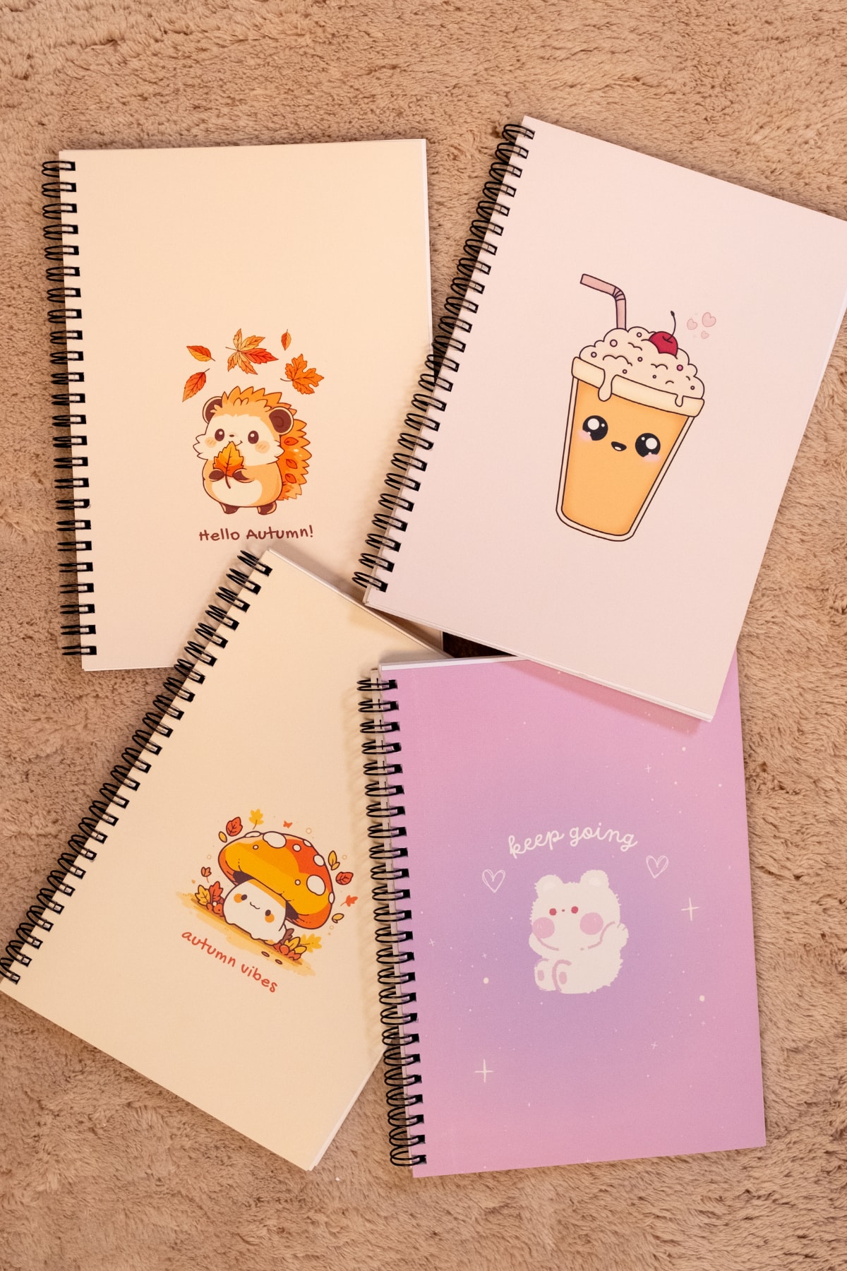 Fobinote Spiralli Okul Defteri 120 Sayfa 4'lü Set - 2 Çizgili 2 Kareli Duygusal