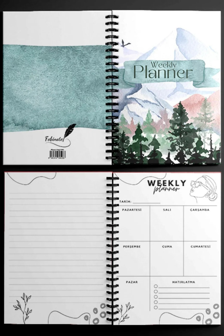 Fobinote Haftalık Planlayıcı 14.8x21 Cm 80 Yaprak(160Sayfa) Weekly Planner A5 Boy