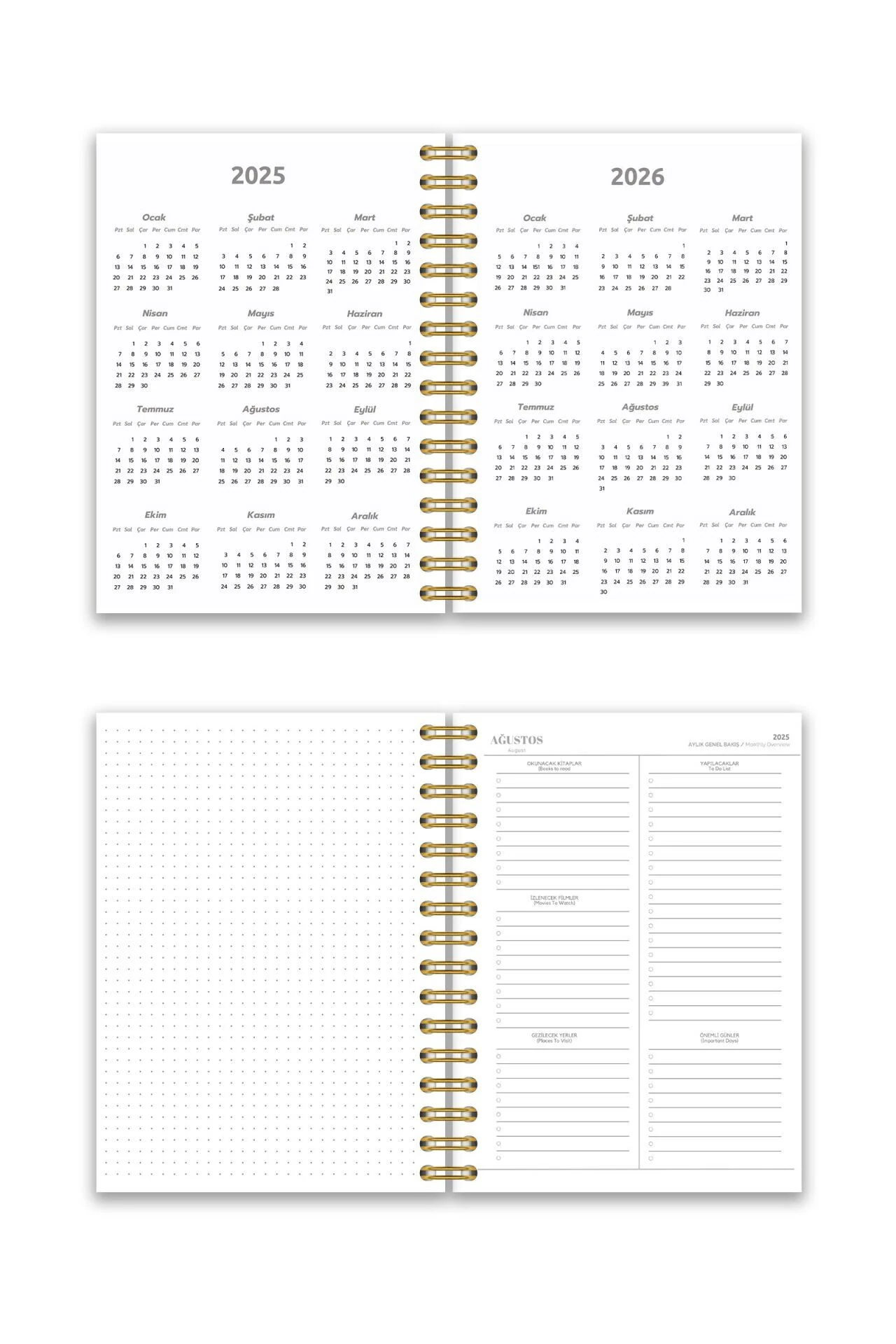 Fobinote 2025-2026 A5 Spiralli Akademik Ajanda Sert Kapak Çam