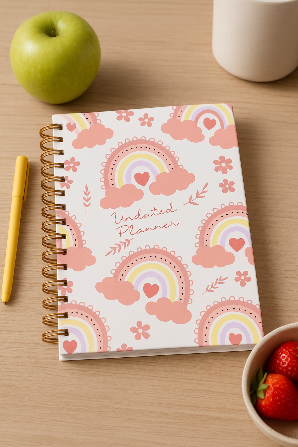 Sert Kapak A5 Spiralli Ajanda (SÜRESİZ PLANLAYICI AJANDA) Pembe Kuşak