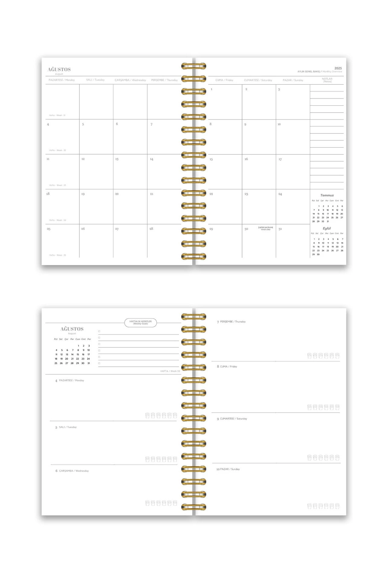 Fobinote 2025-2026 A5 Spiralli Akademik Ajanda Sert Kapak Flamingo