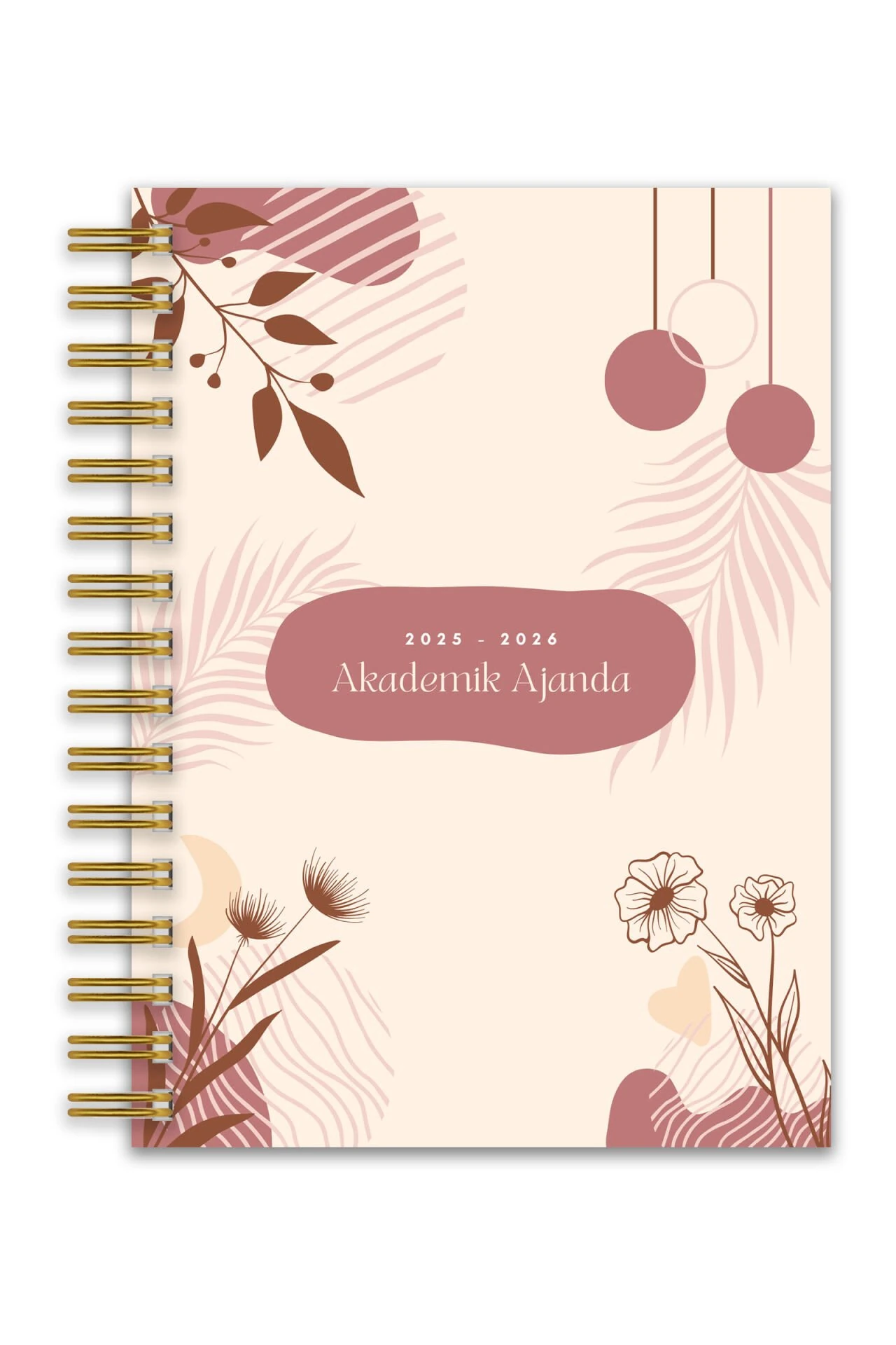 Fobinote 2025-2026 A5 Spiralli Akademik Ajanda Sert Kapak Akademik Bohem image