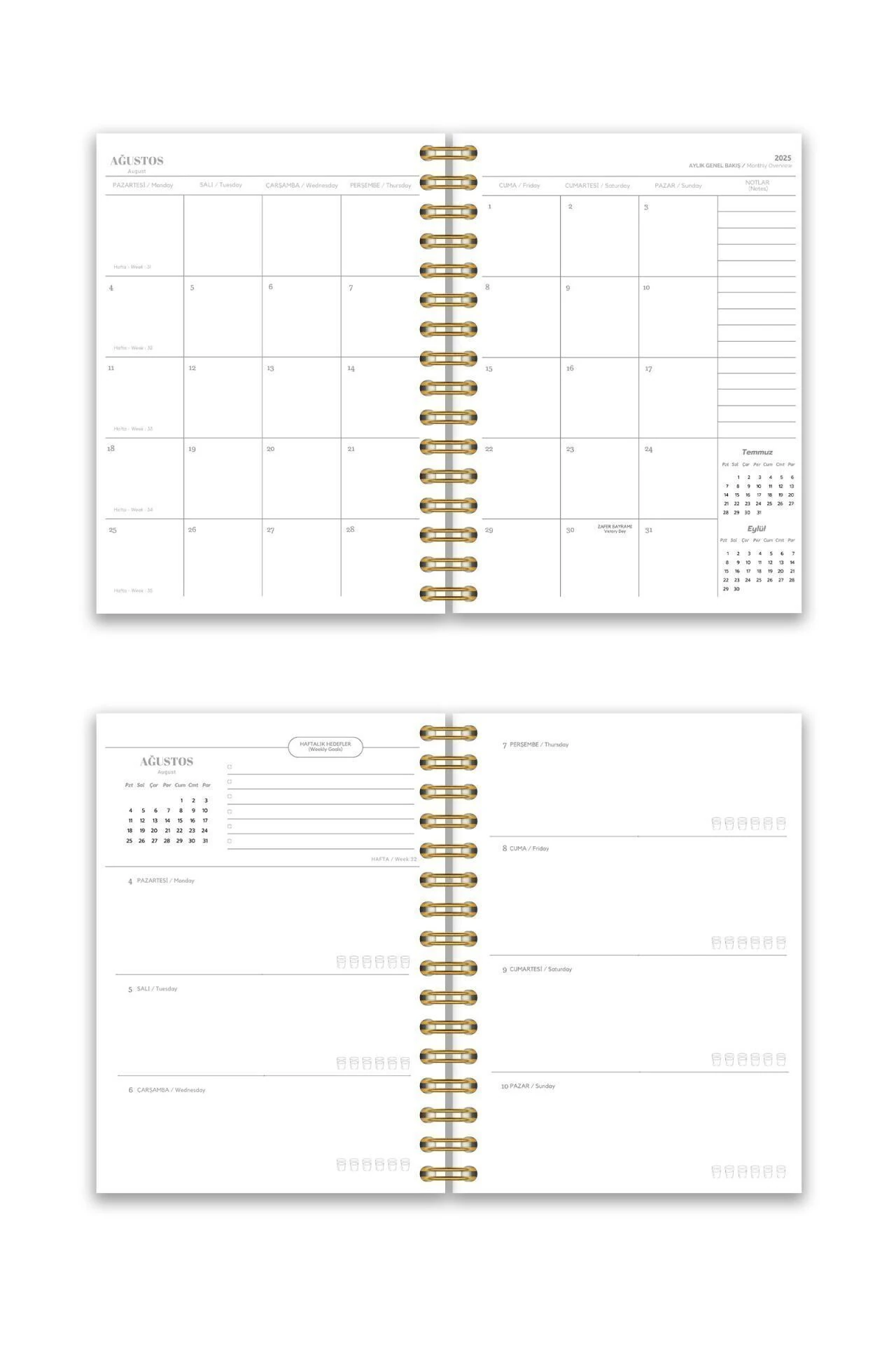 Fobinote 2025-2026 A5 Spiralli Akademik Ajanda Sert Kapak Akademik Leylak