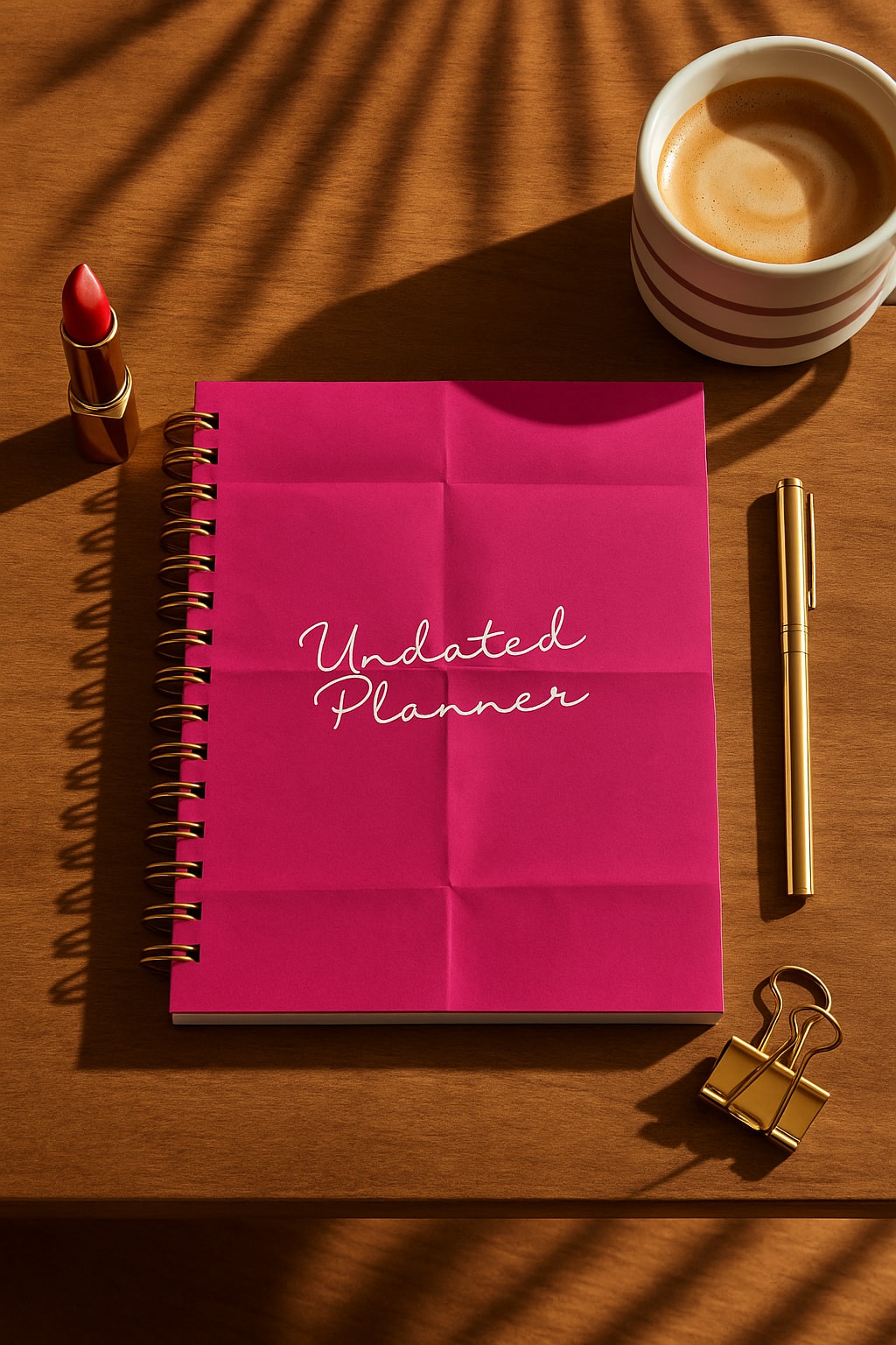 Sert Kapak A5 Spiralli Ajanda (SÜRESİZ PLANLAYICI AJANDA) Pembe