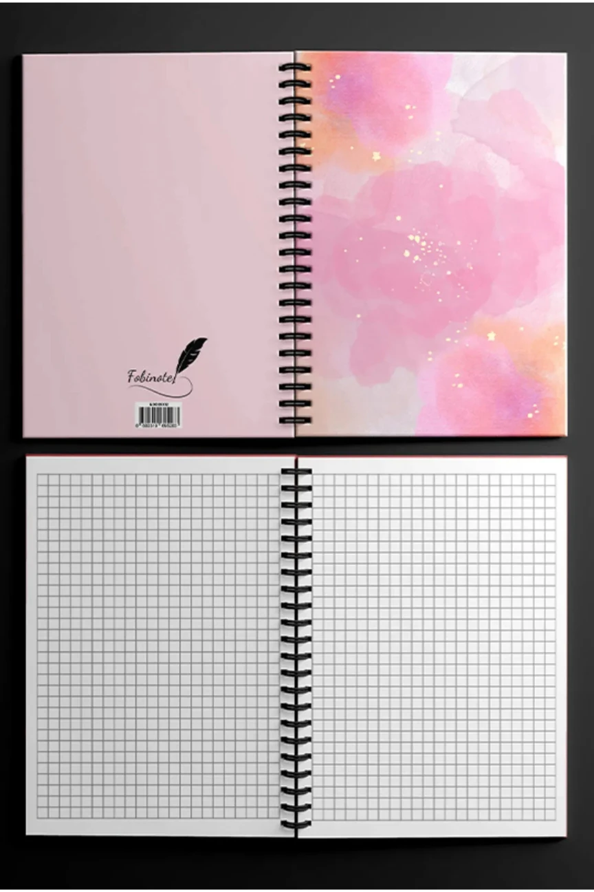 Fobinote Spiralli Okul Defteri 80 yaprak Renkli Kapak - A5 Boy Kareli