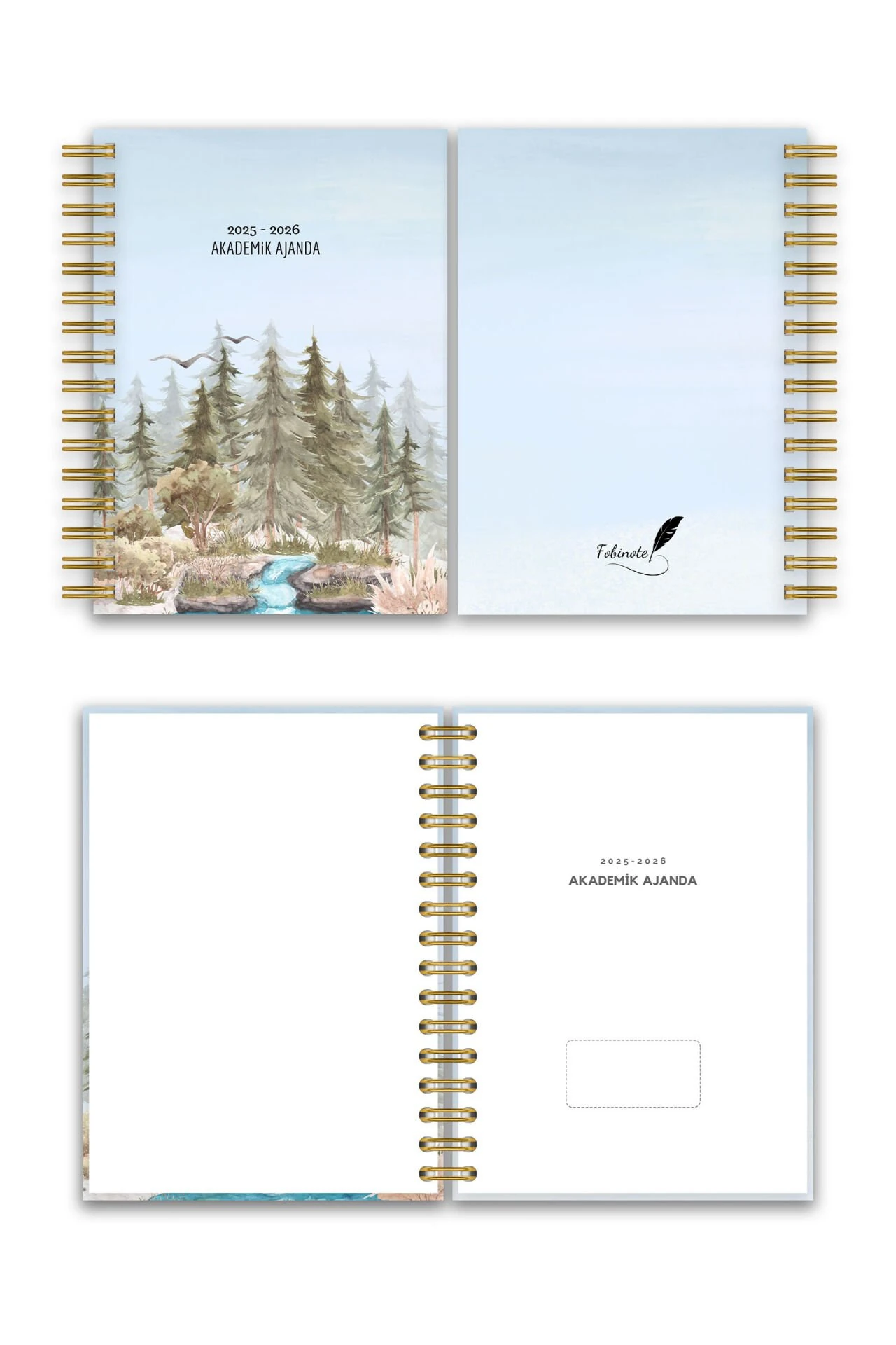 Fobinote 2025-2026 A5 Spiralli Akademik Ajanda Sert Kapak Çam