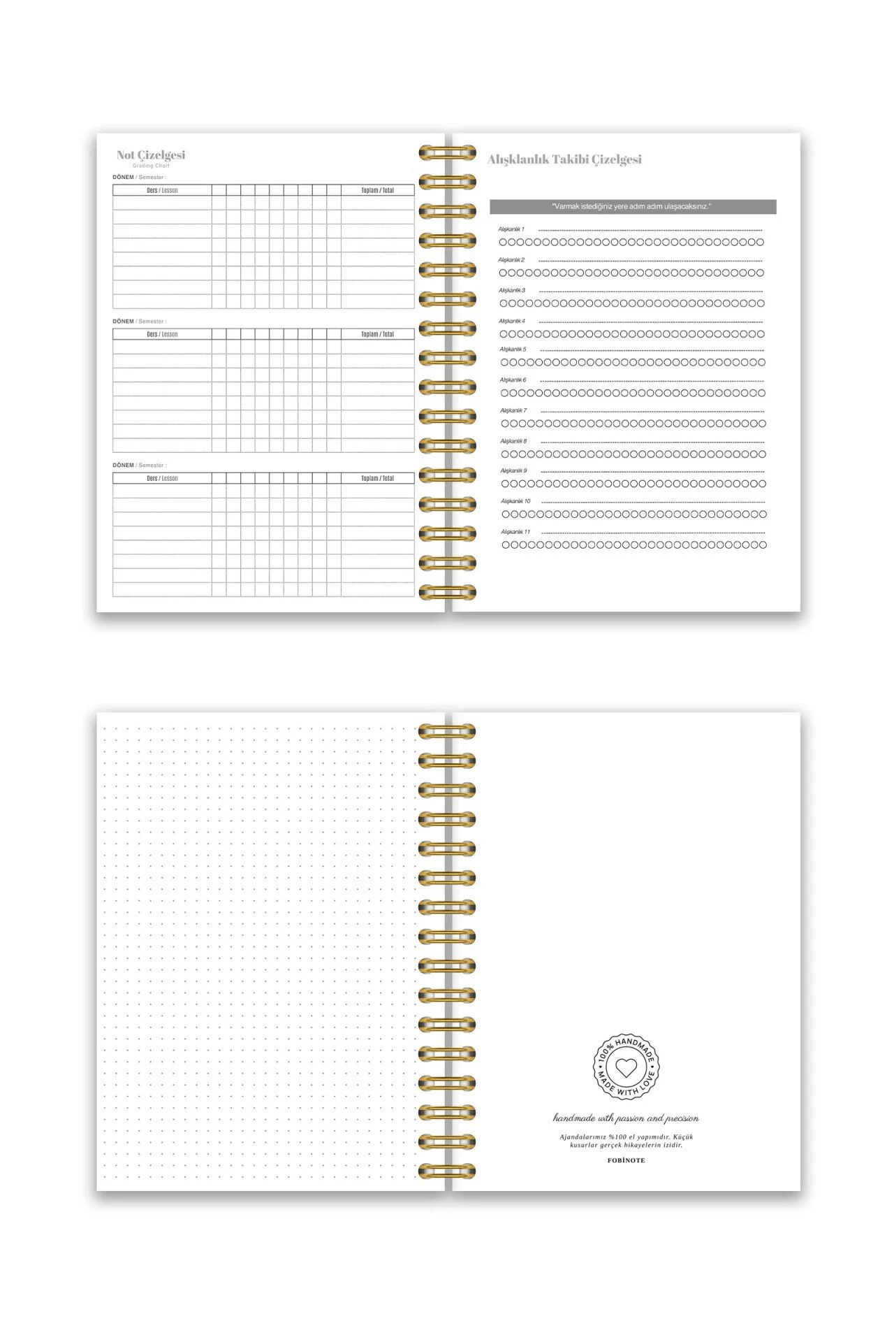 Fobinote 2025-2026 A5 Spiralli Akademik Ajanda Sert Kapak Çiçekler