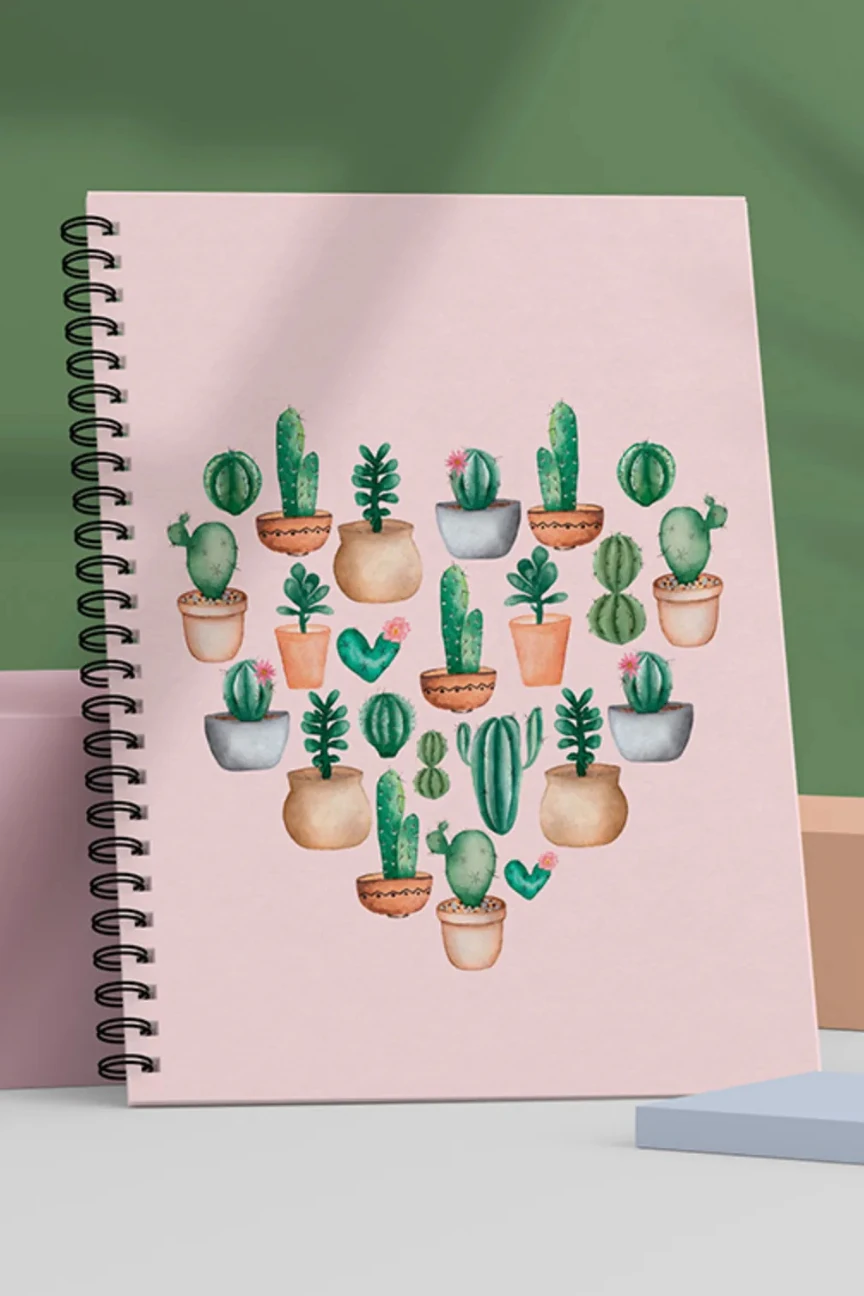 Fobinote Spiralli Okul Defteri 80 yaprak kaktüs - A5 Boy Çizgisiz main variant image