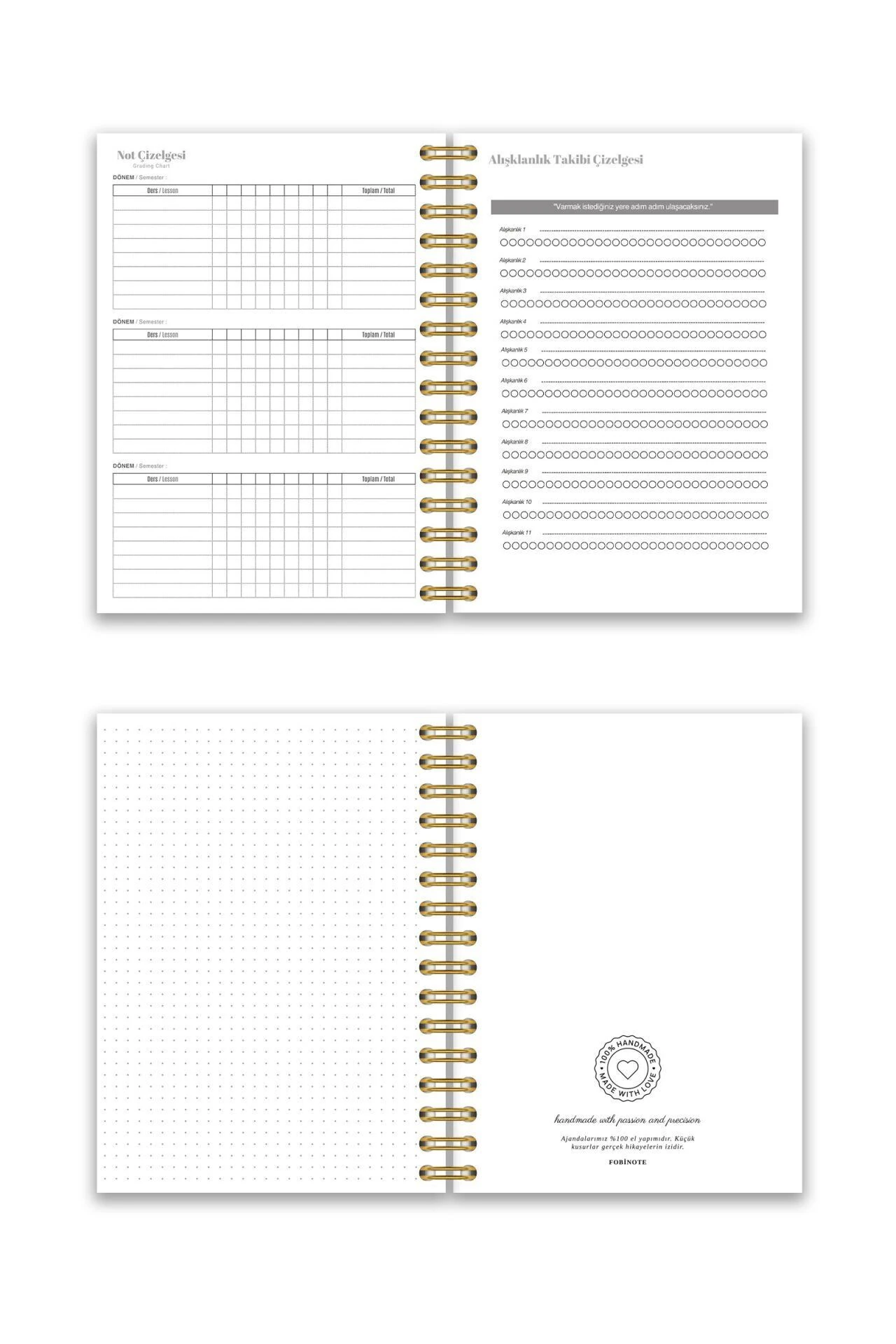 Fobinote 2025-2026 A5 Spiralli Akademik Ajanda Sert Kapak Akademik Bohem